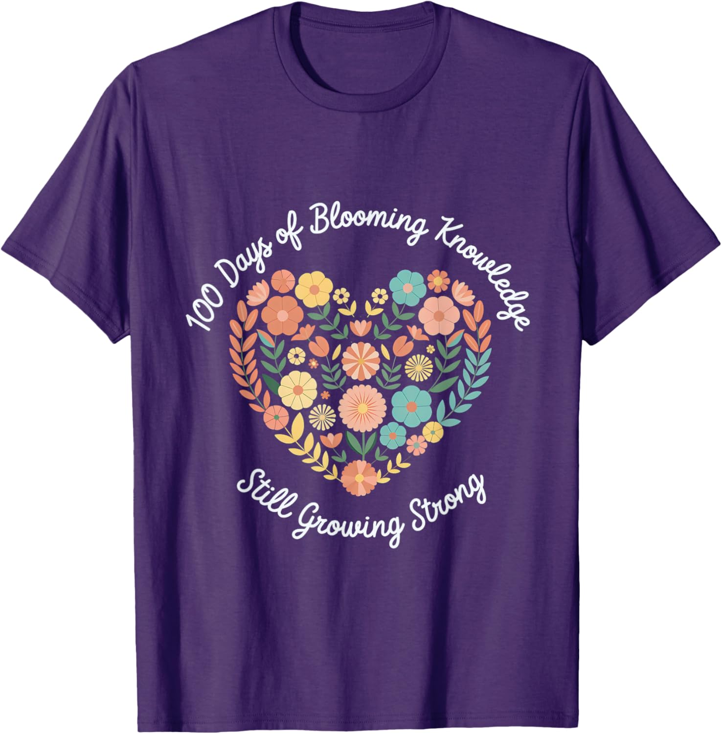 Boho Flowers 100th Day of School Teacher T-Shirt for Classroom Fun - 16