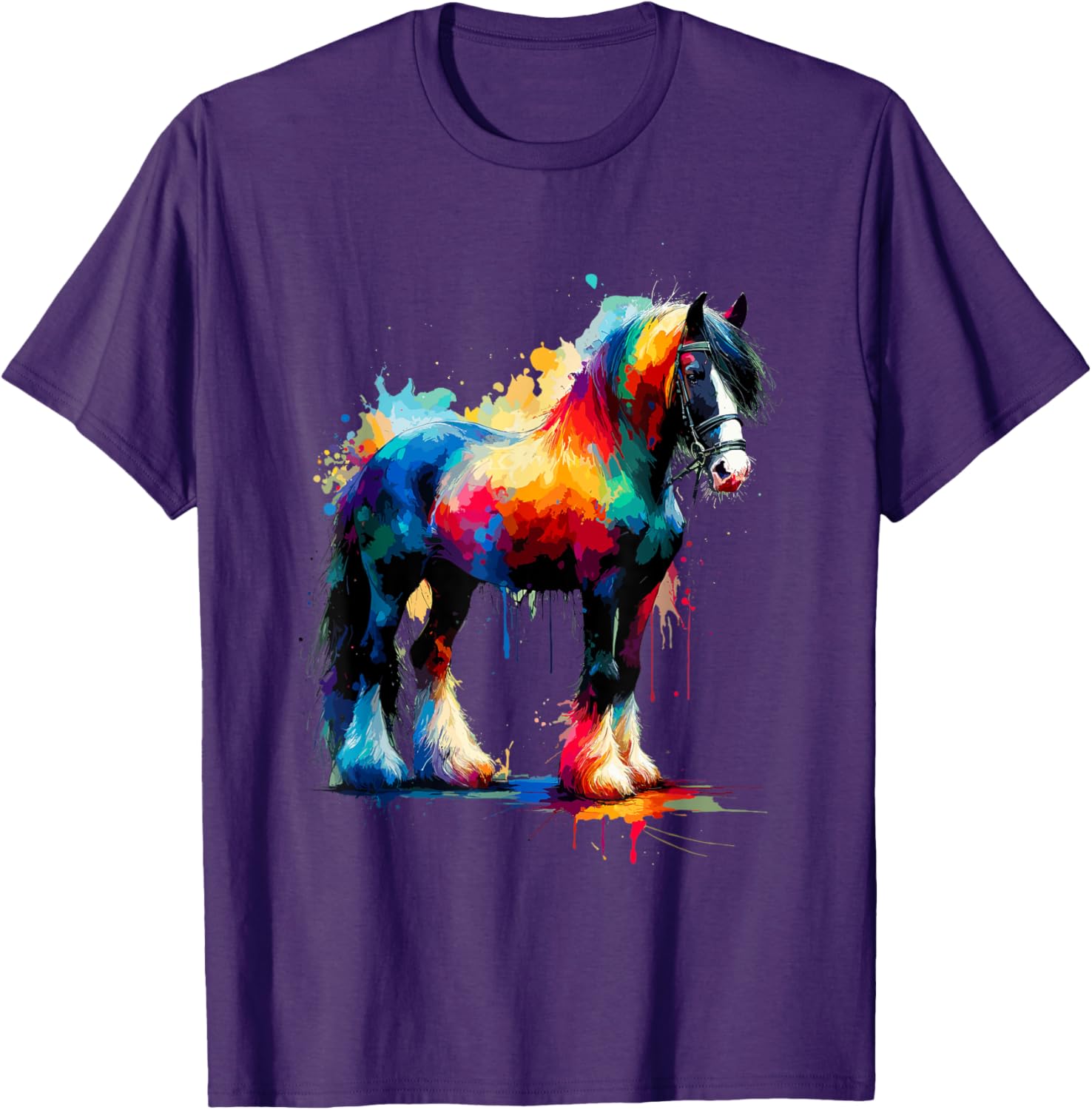 Splash Art Gypsy Vanner Horse T-Shirt for Equestrian Lovers - 4
