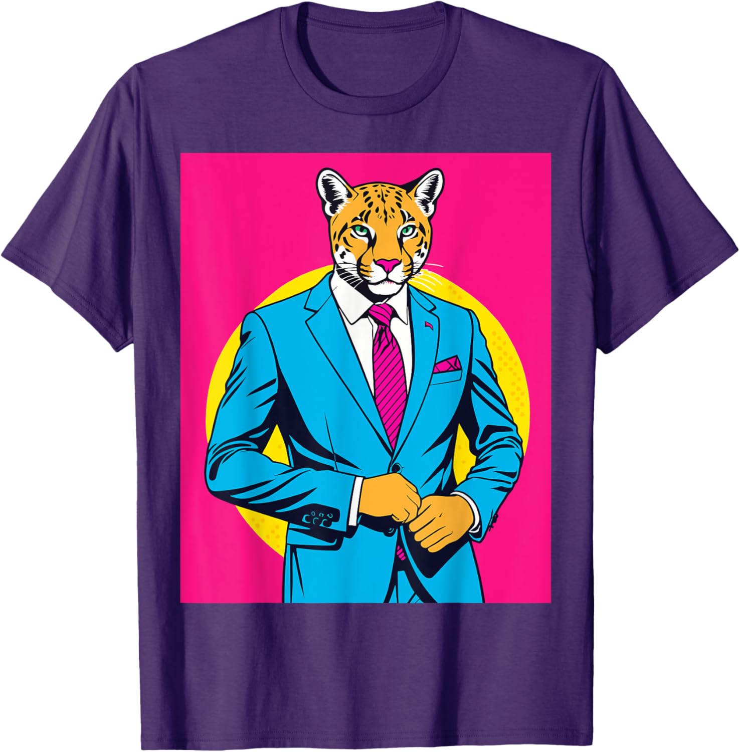 Pop Art Puma in Business Suit T-Shirt for Stylish Animal Lovers - 11