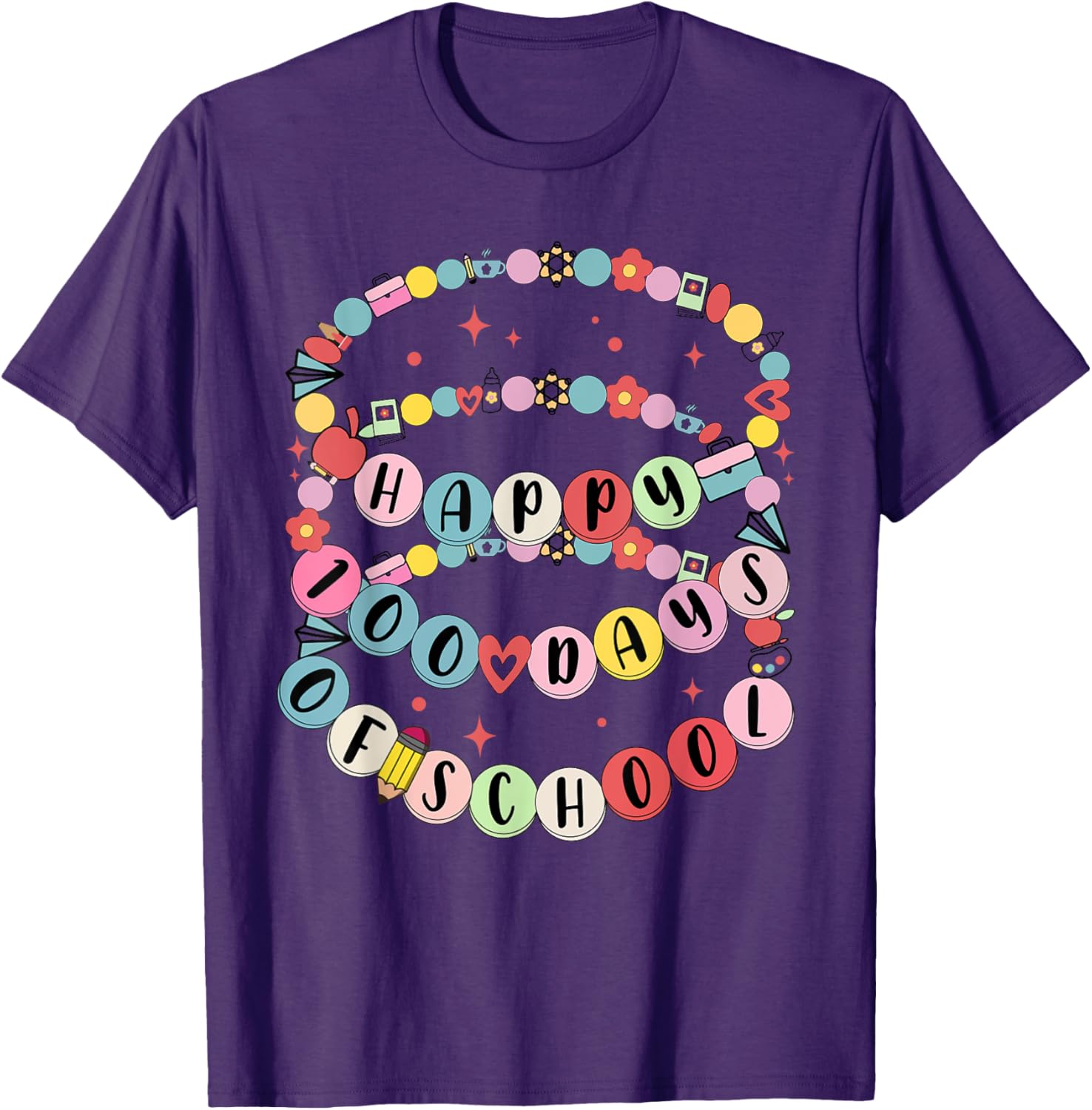 Cute Little Girl 100 Days Of School Friendship Bracelet T-Shirt - 13
