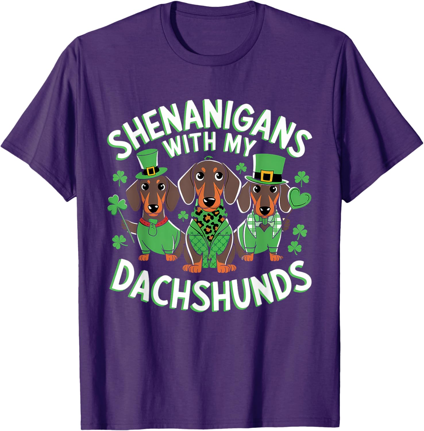 St Patrick's Day Irish Dachshund Shamrock T-Shirt for Dog Lovers - 1