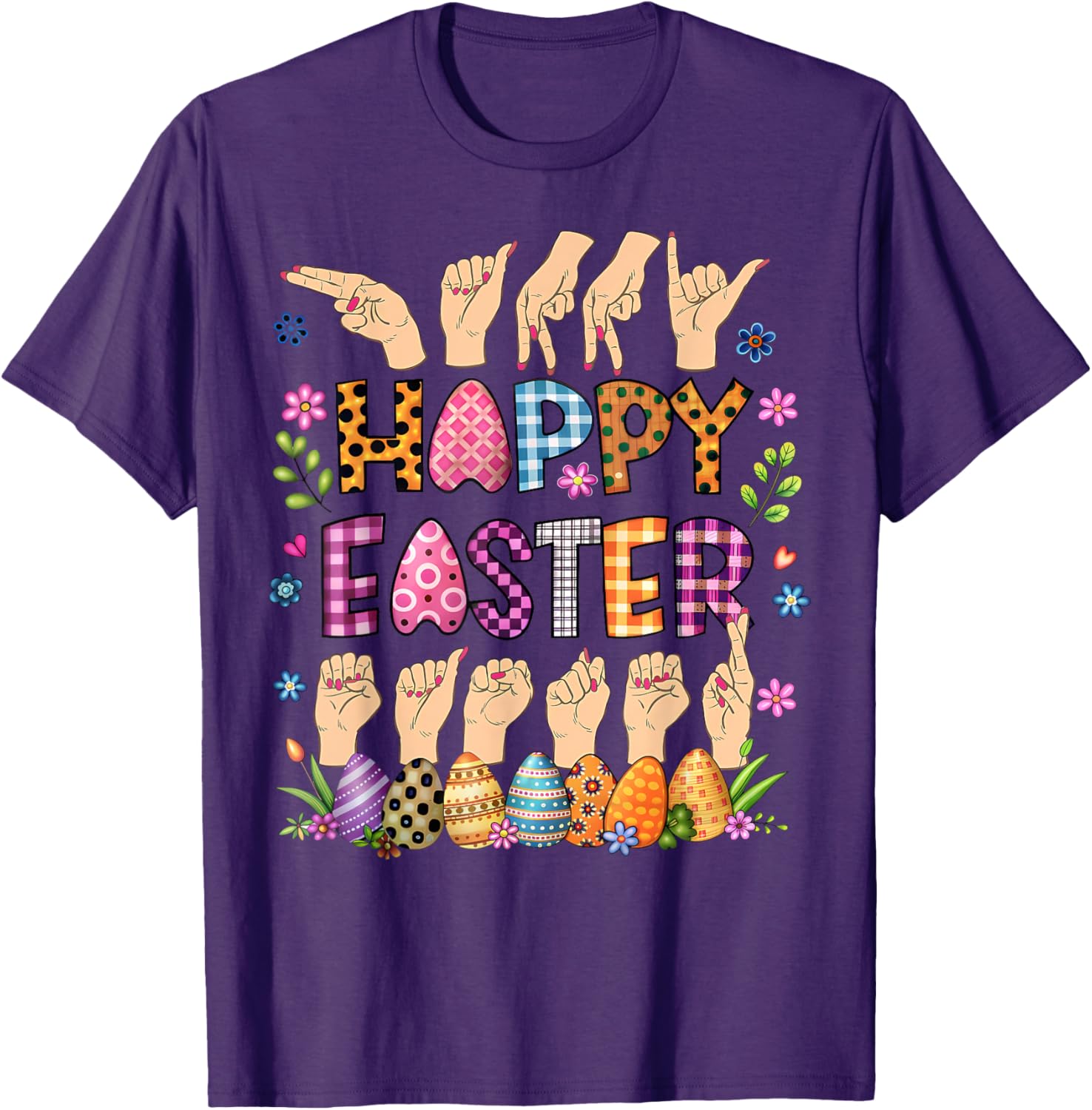 Happy Easter Eggs ASL Teacher T-Shirt for Fun Celebrations - 22