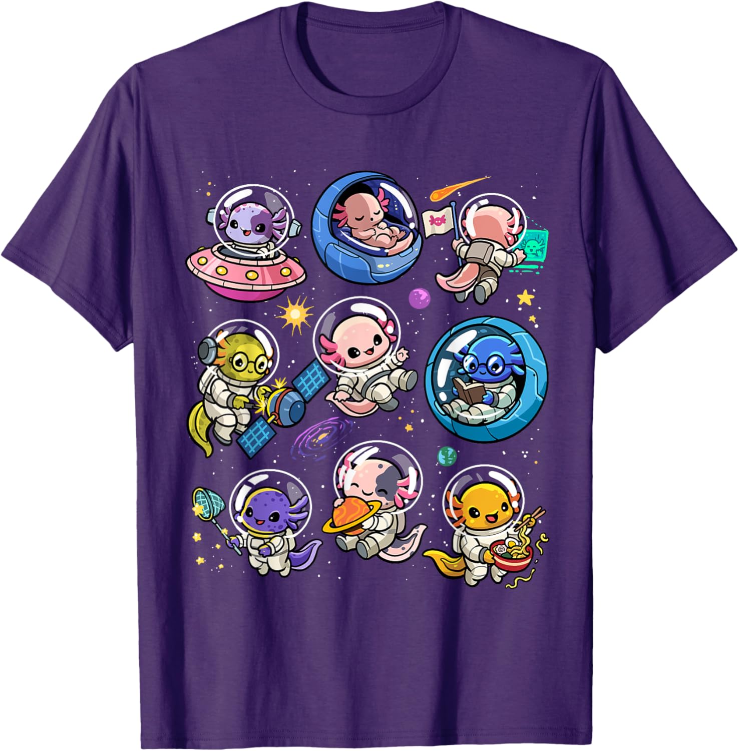 Cute Galaxy Axolotl Astronaut T-Shirt for Space Lovers and Kids - 14