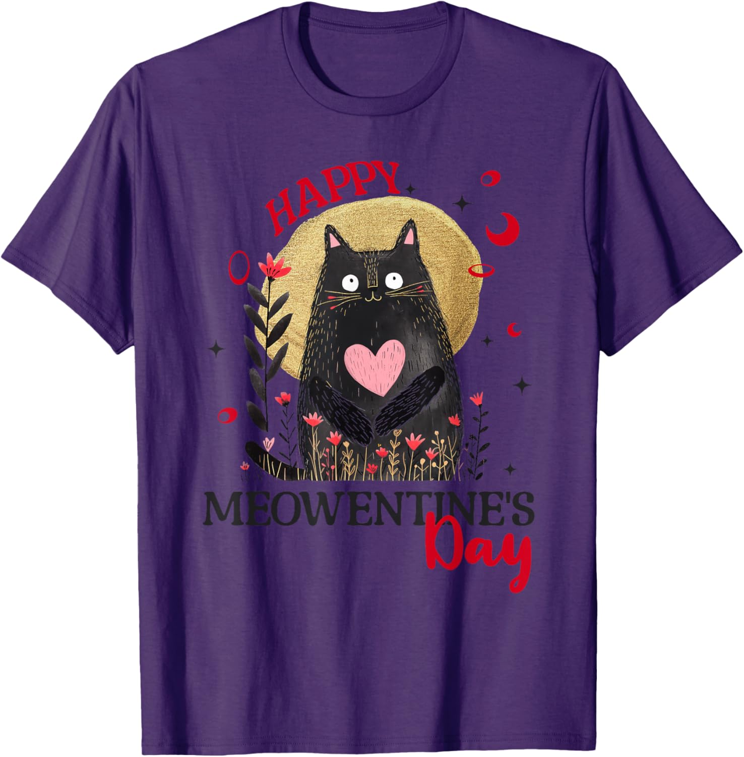 Funny Happy Meowentine's Day Cat T-Shirt for Girls and Women - 7