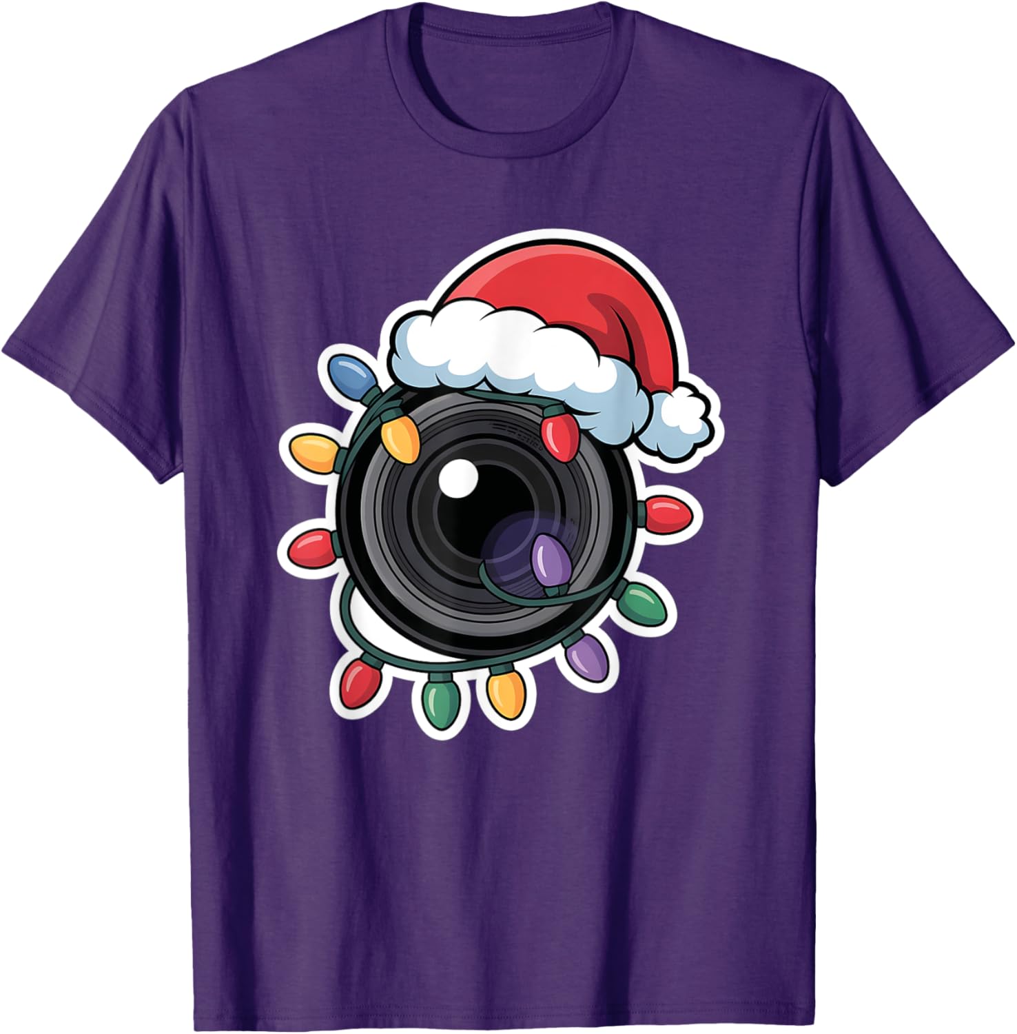 Festive Christmas Camera Lens T-Shirt for Holiday Cheer and Fun! - 1