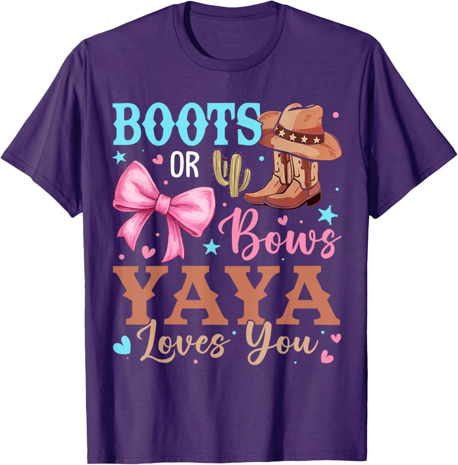 Boots or Bows Gender Reveal T-Shirt Yaya Loves You Cute Design - 5