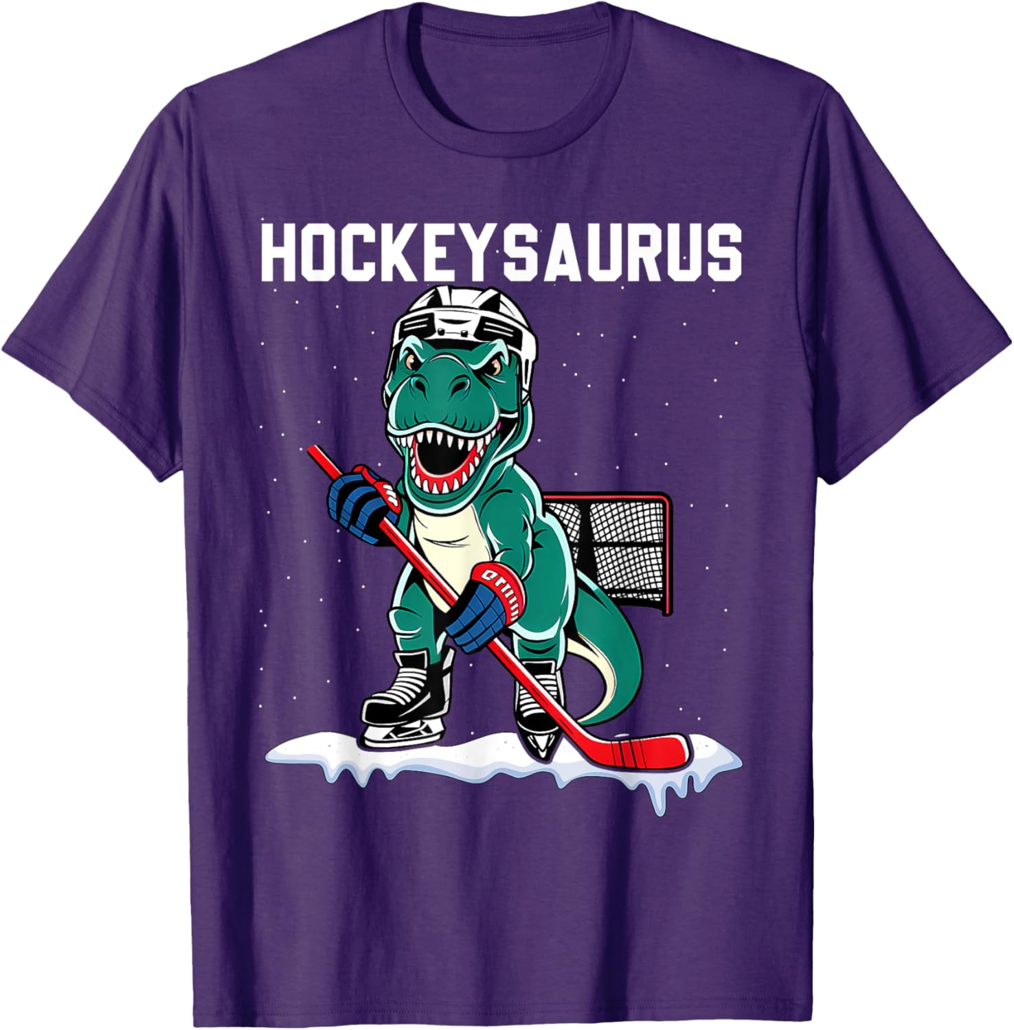 Ice Hockey Dinosaur Kids T-Shirt for Boys - Fun Hockeysaurus Design - 6