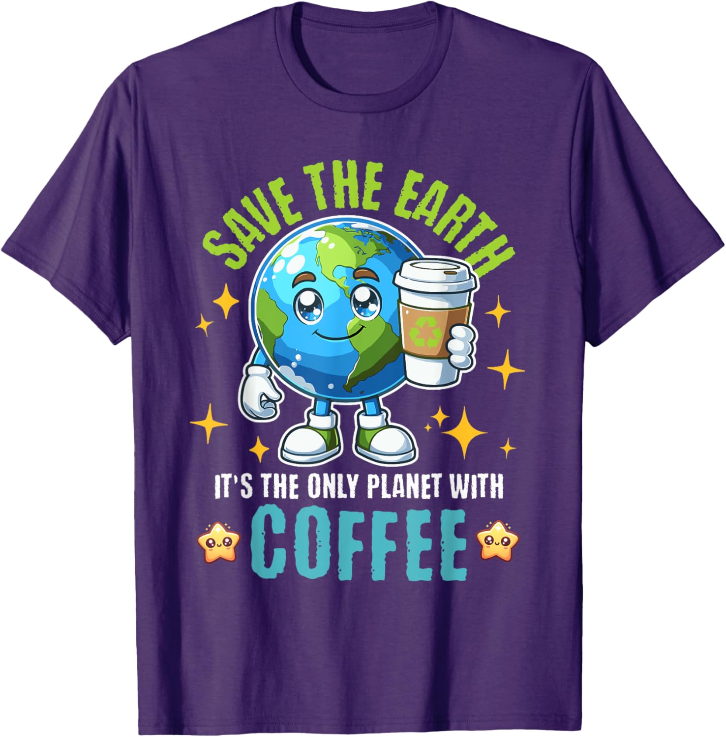 Save the Earth Coffee T-Shirt for Earth Day 2025 - Eco-Friendly Style - 3