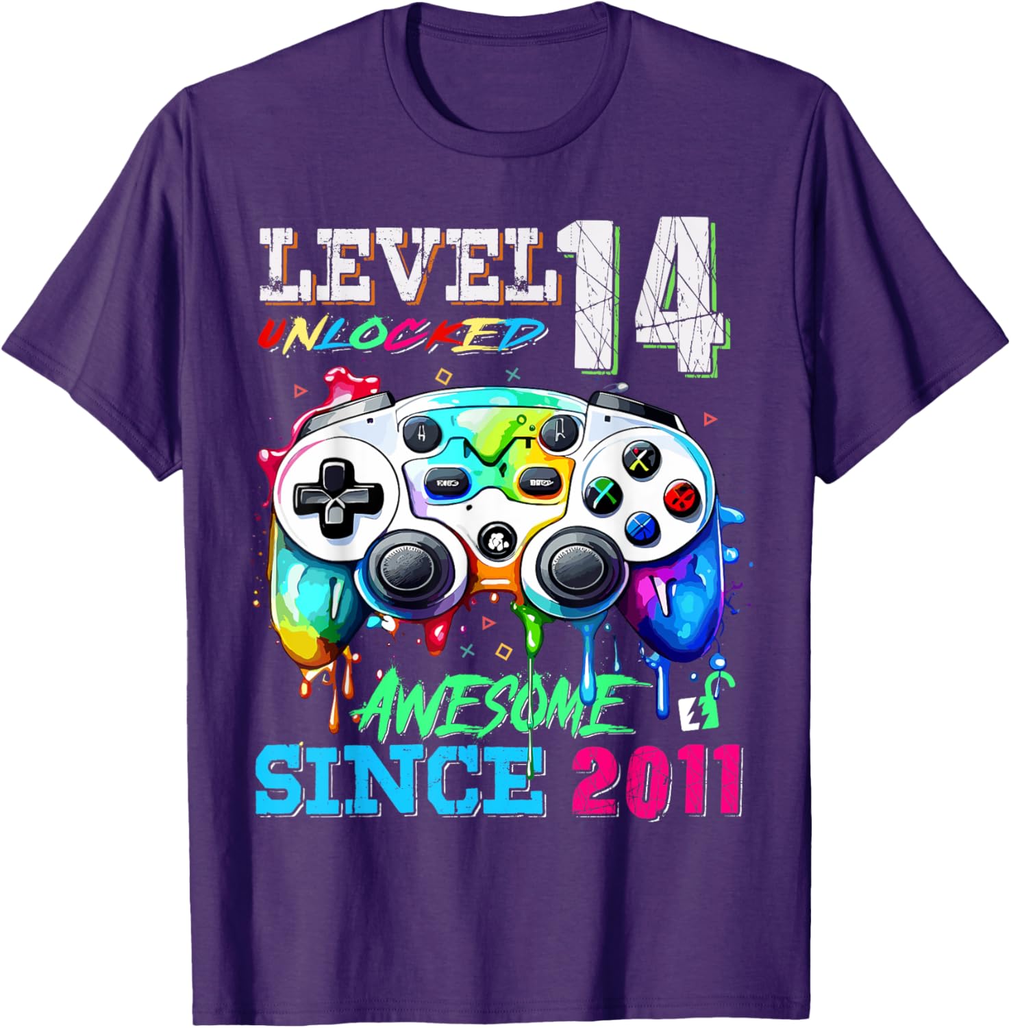 14th Birthday Boy T-Shirt Level 14 Unlocked Awesome Since 2011 - 4