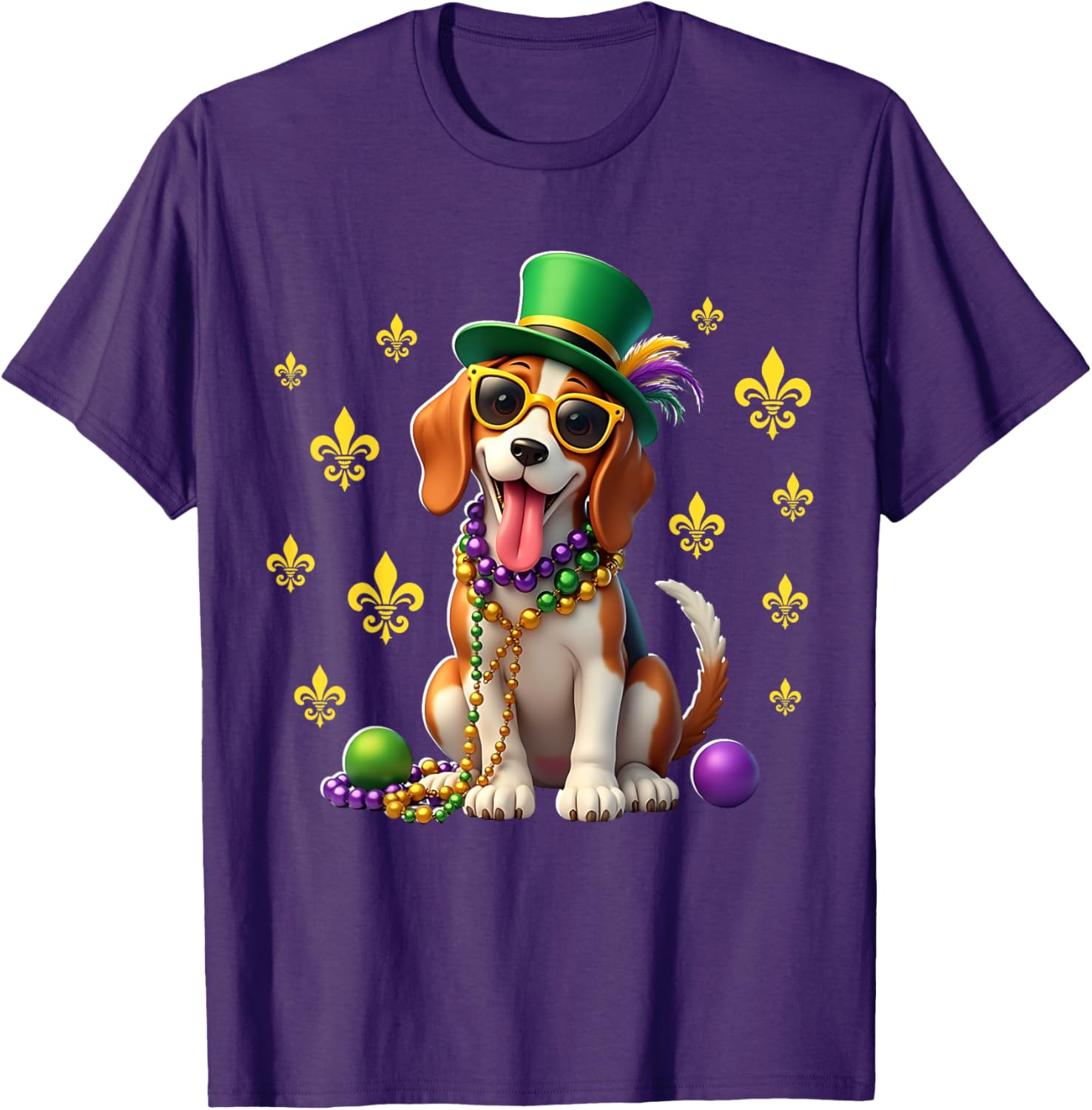 Beagle Mardi Gras Costume T-Shirt for Carnival Fun and Festivities - 25