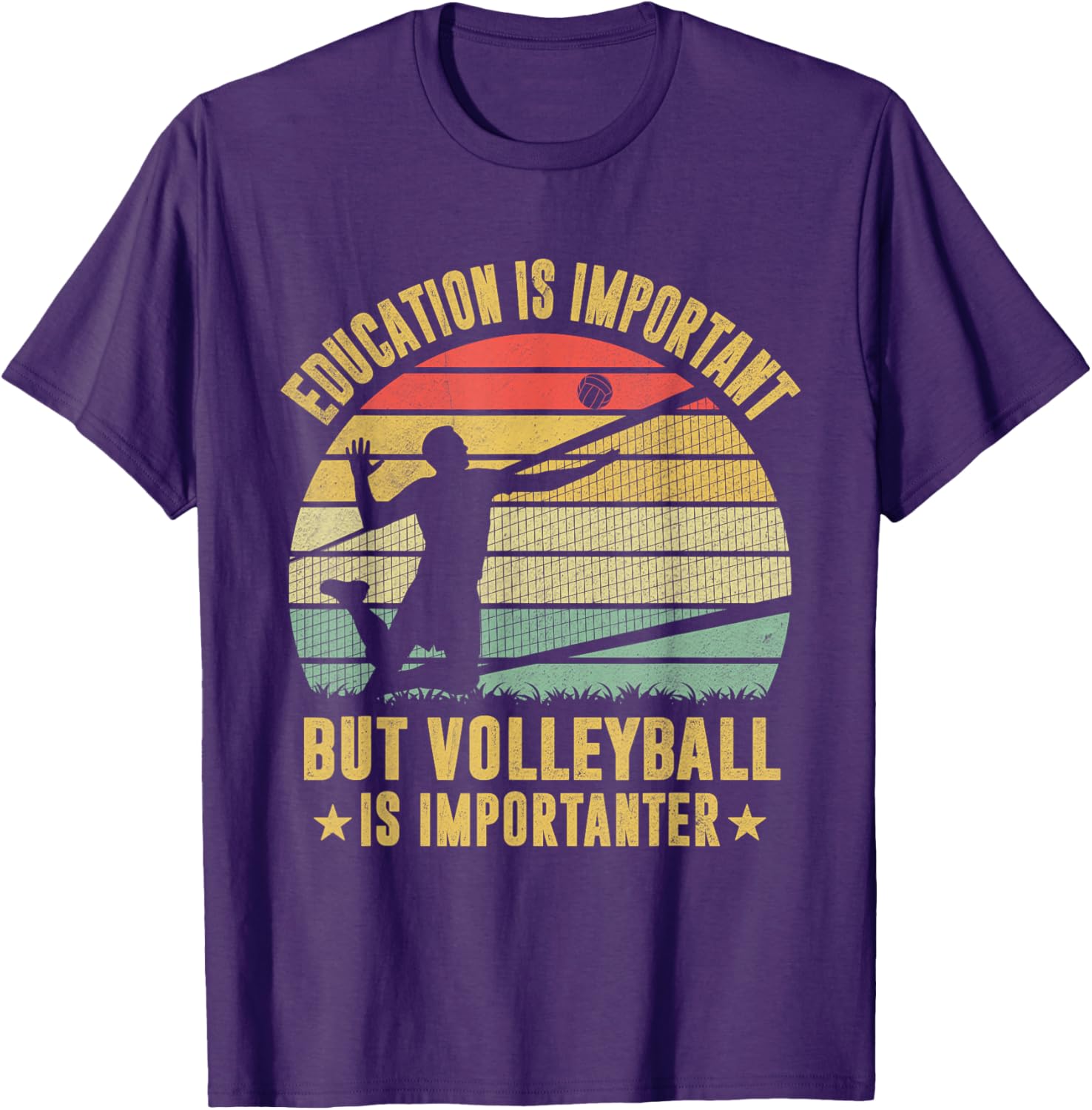 Retro Volleyball T-Shirt Education Is Important But Volleyball Is Importanter - 15