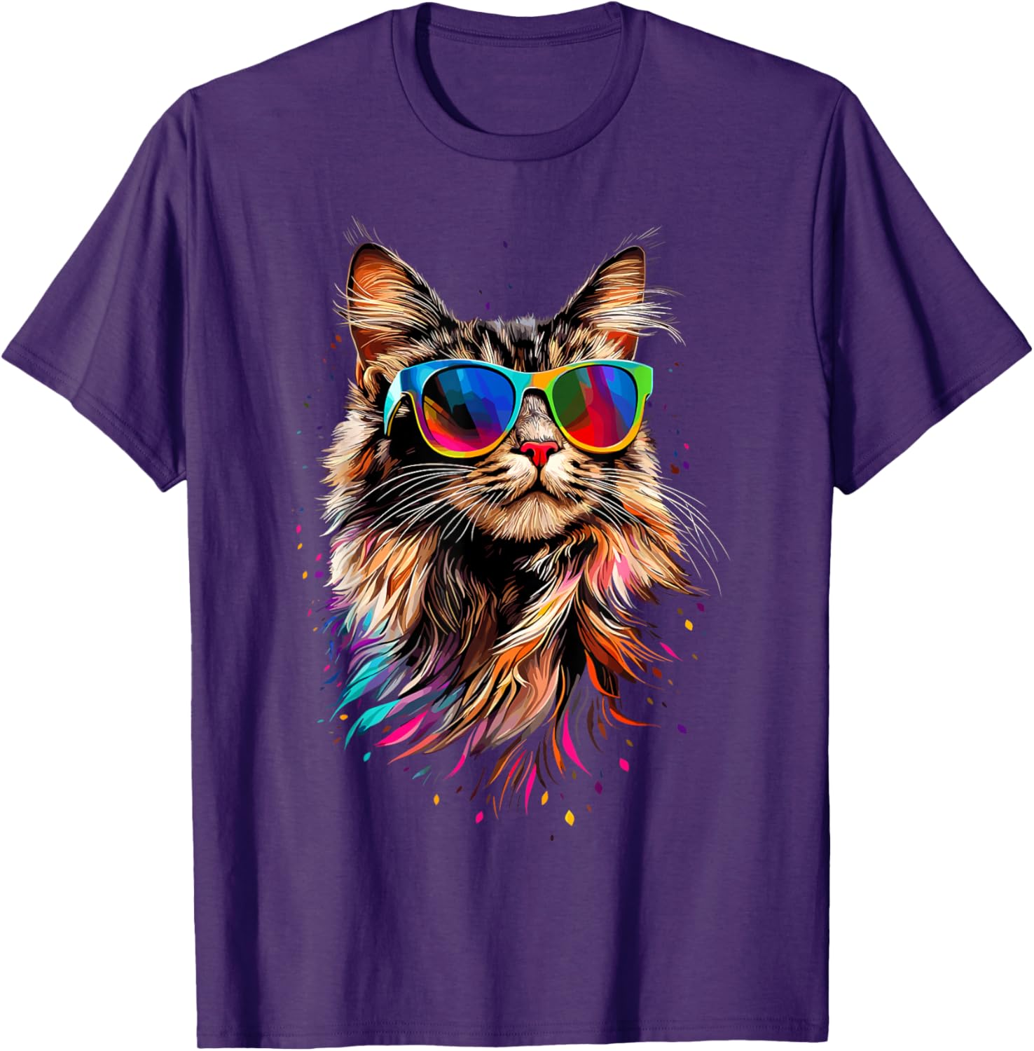 Cute Maine Coon Cat Sunglasses T-Shirt for Cat Lovers - Fun Apparel - 3