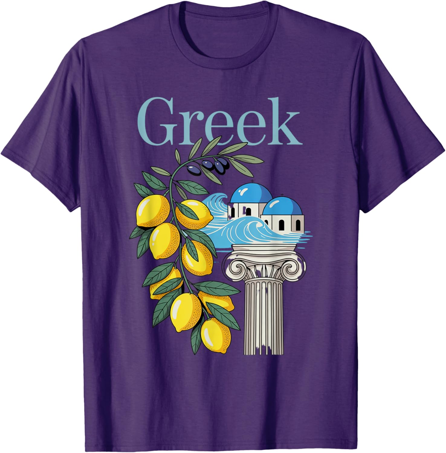 Greek Culture T-Shirt Featuring Lemons and Iconic Architecture Souvenir - 18