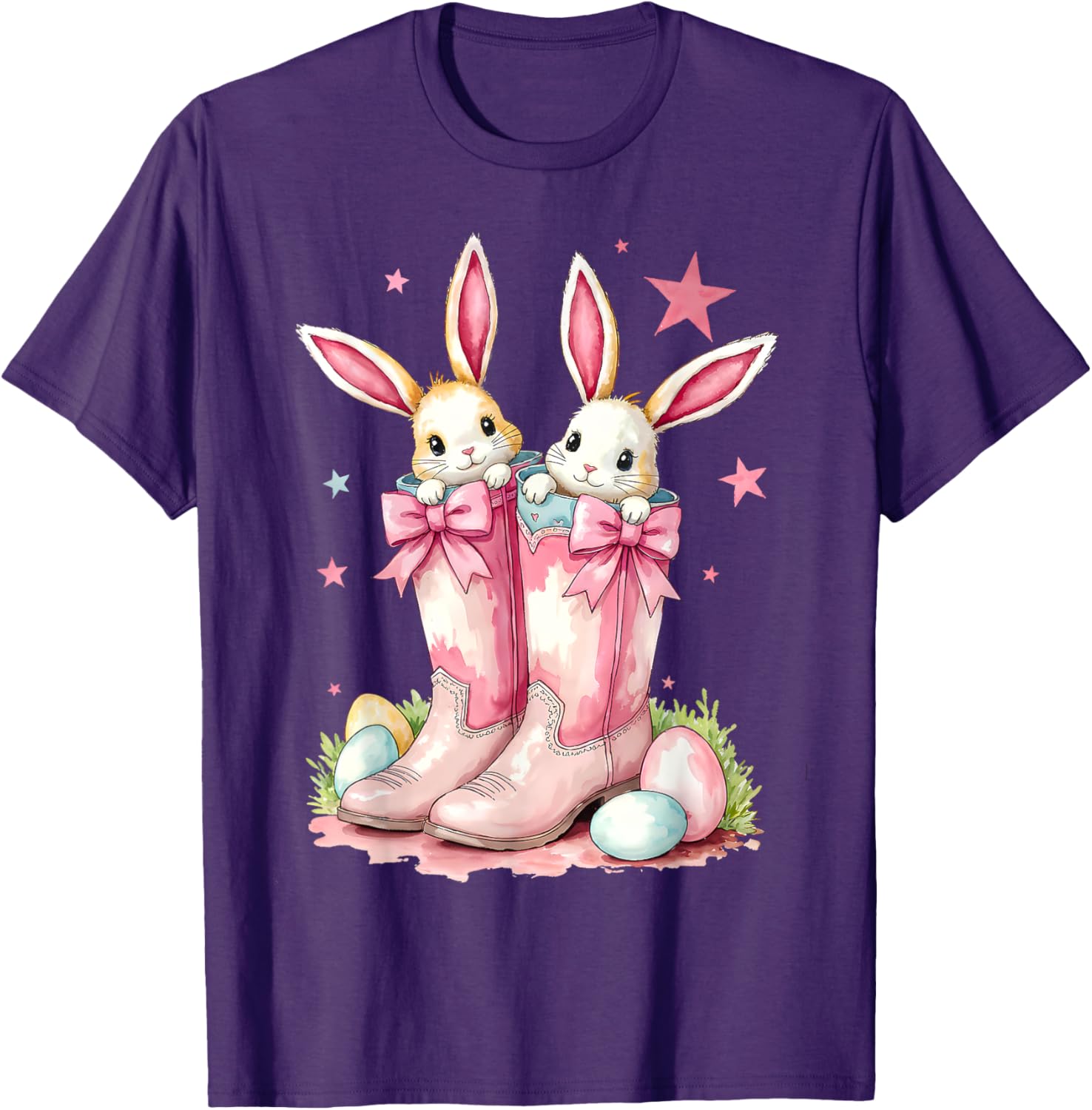 Howdy Easter Bunny Cowboy Boots T-Shirt for Women and Girls - 7