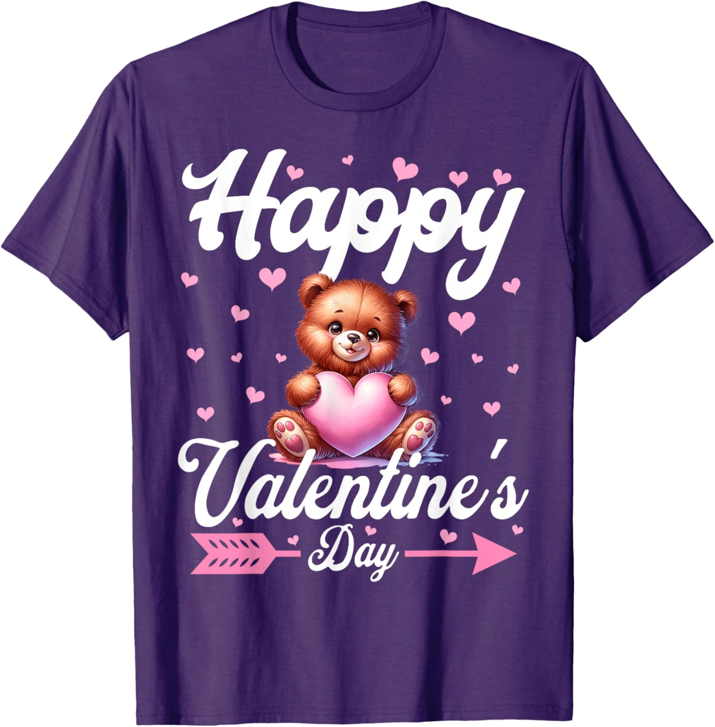 Cute Teddy Bear Holding Heart Happy Valentine's Day T-Shirt for Kids - 5