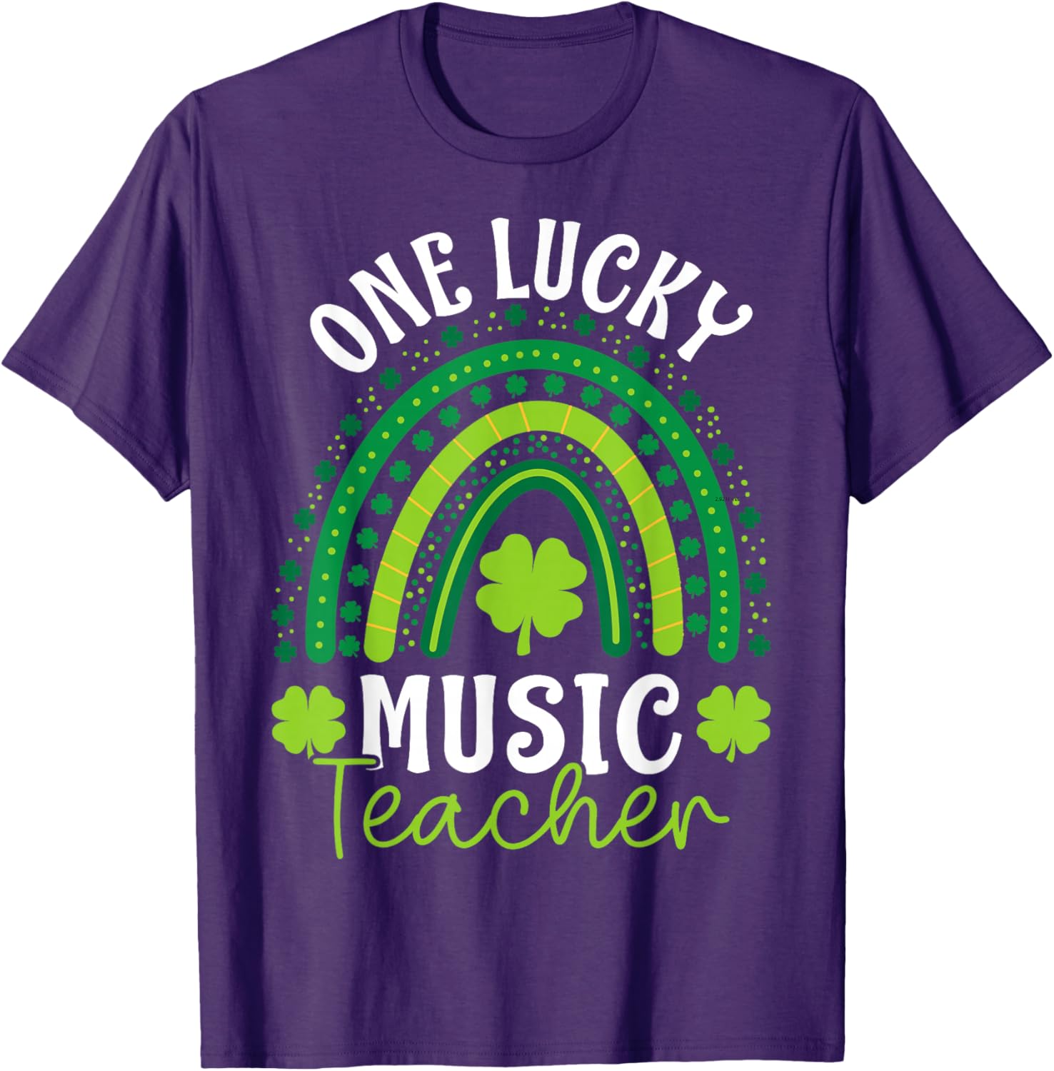 One Lucky Music Teacher Rainbow Shamrock T-Shirt for St Patrick's Day - 16