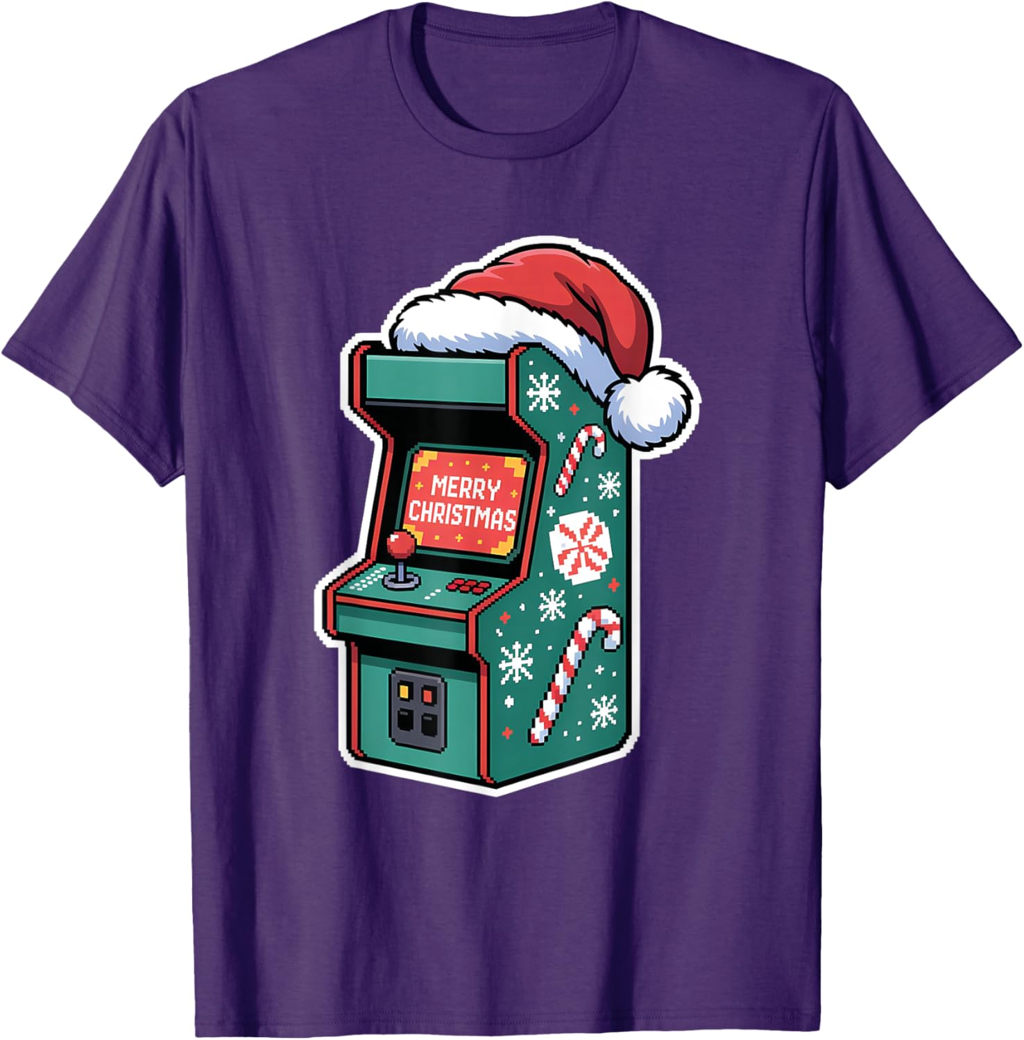 Festive Christmas Arcade Machine T-Shirt for Holiday Cheer - 1