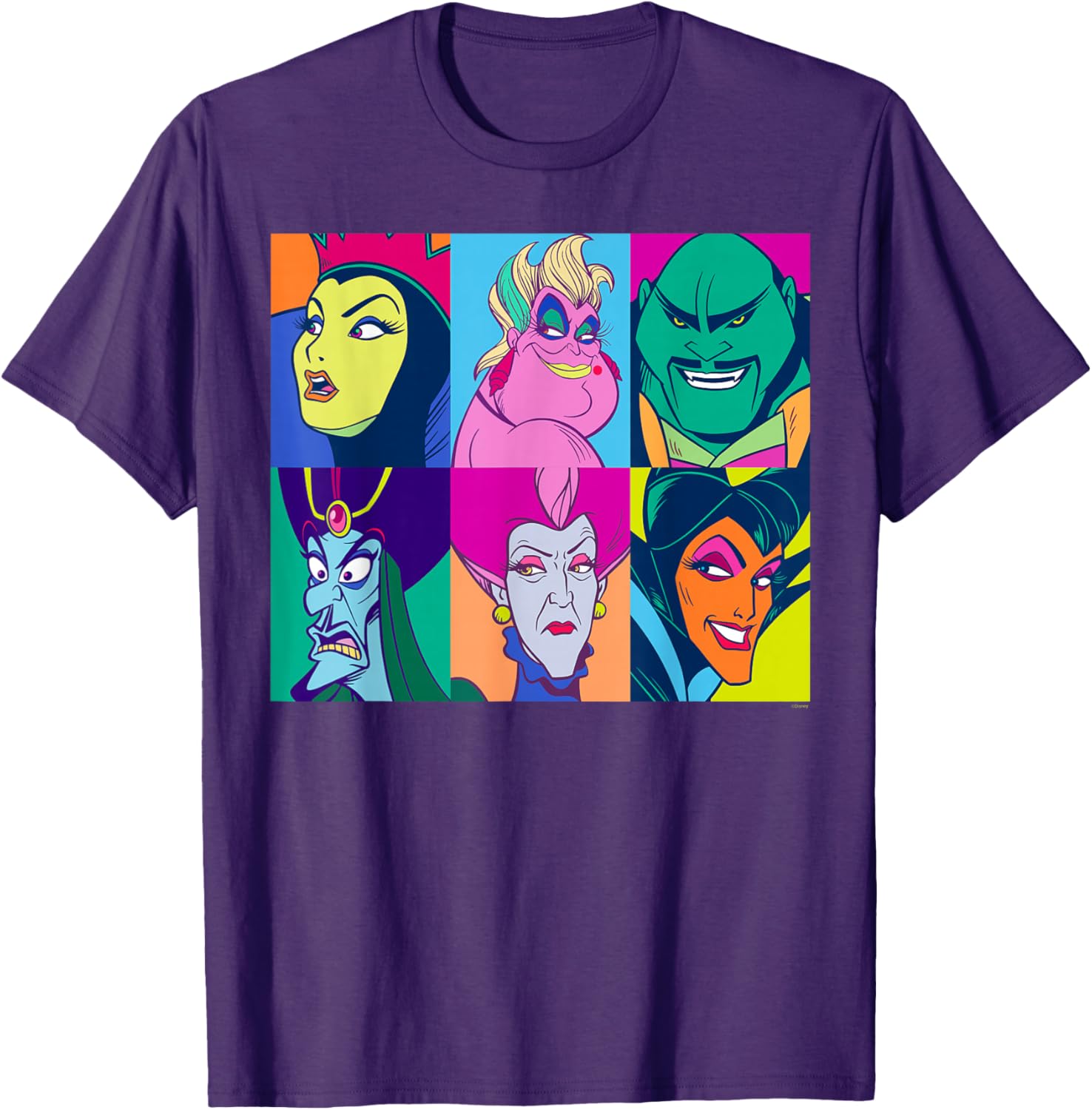 Disney Villains Retro Color Grid T-Shirt for Fans of Classic Characters - 2