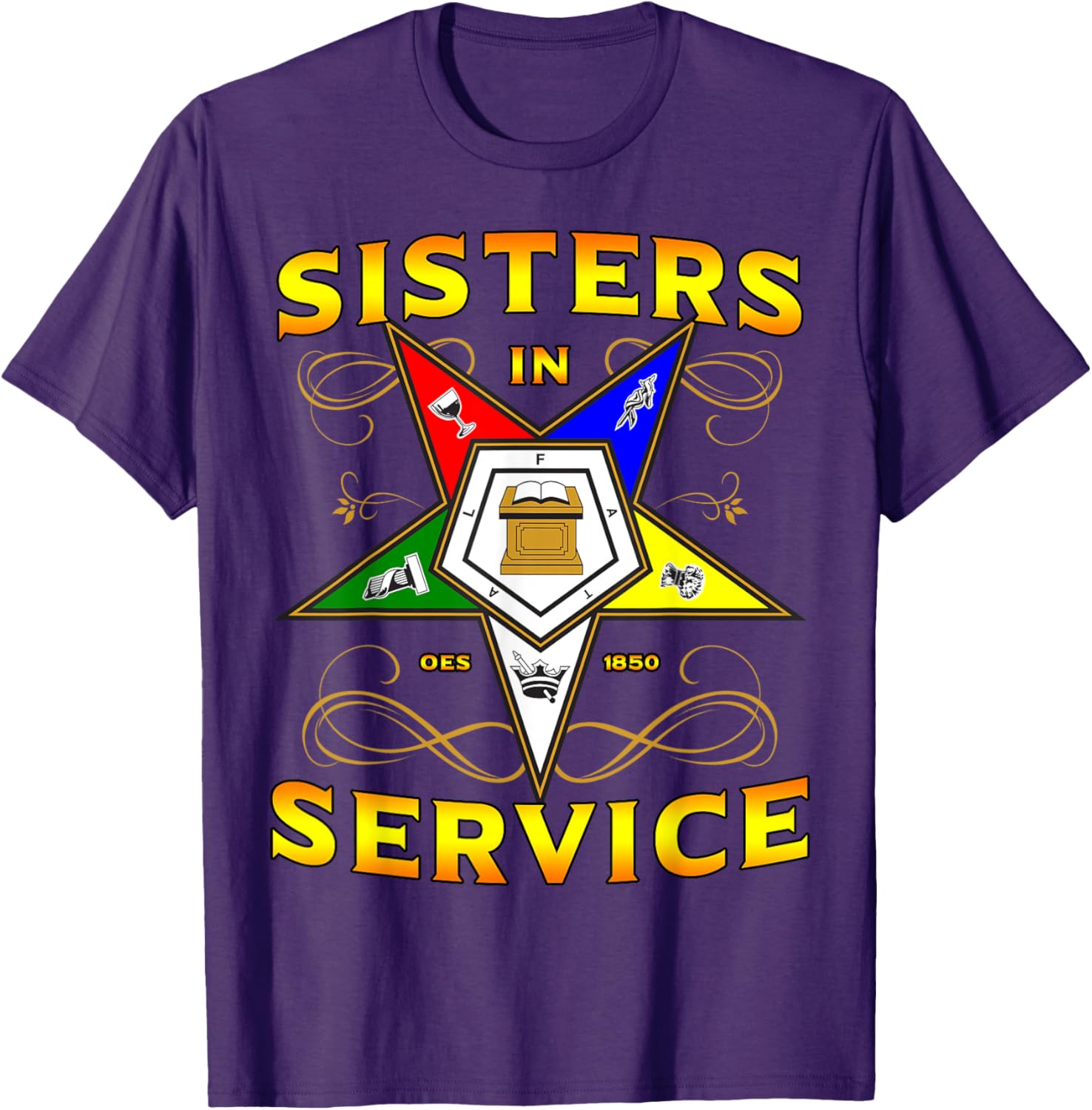 Sisters in Service OES 1850 Order of the Eastern Star T-Shirt for Women - 25