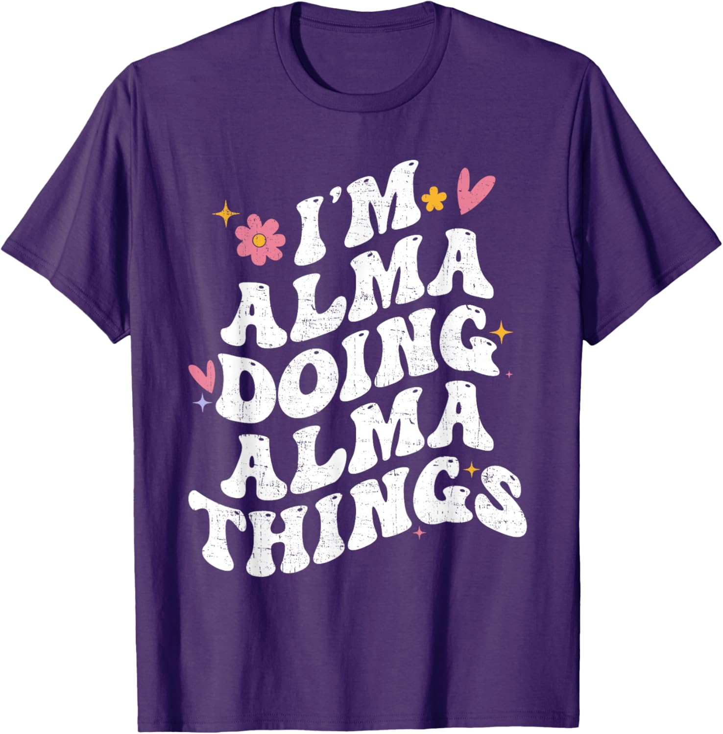 Personalized Retro Groovy I'm Alma Doing Alma Things T-Shirt - 4