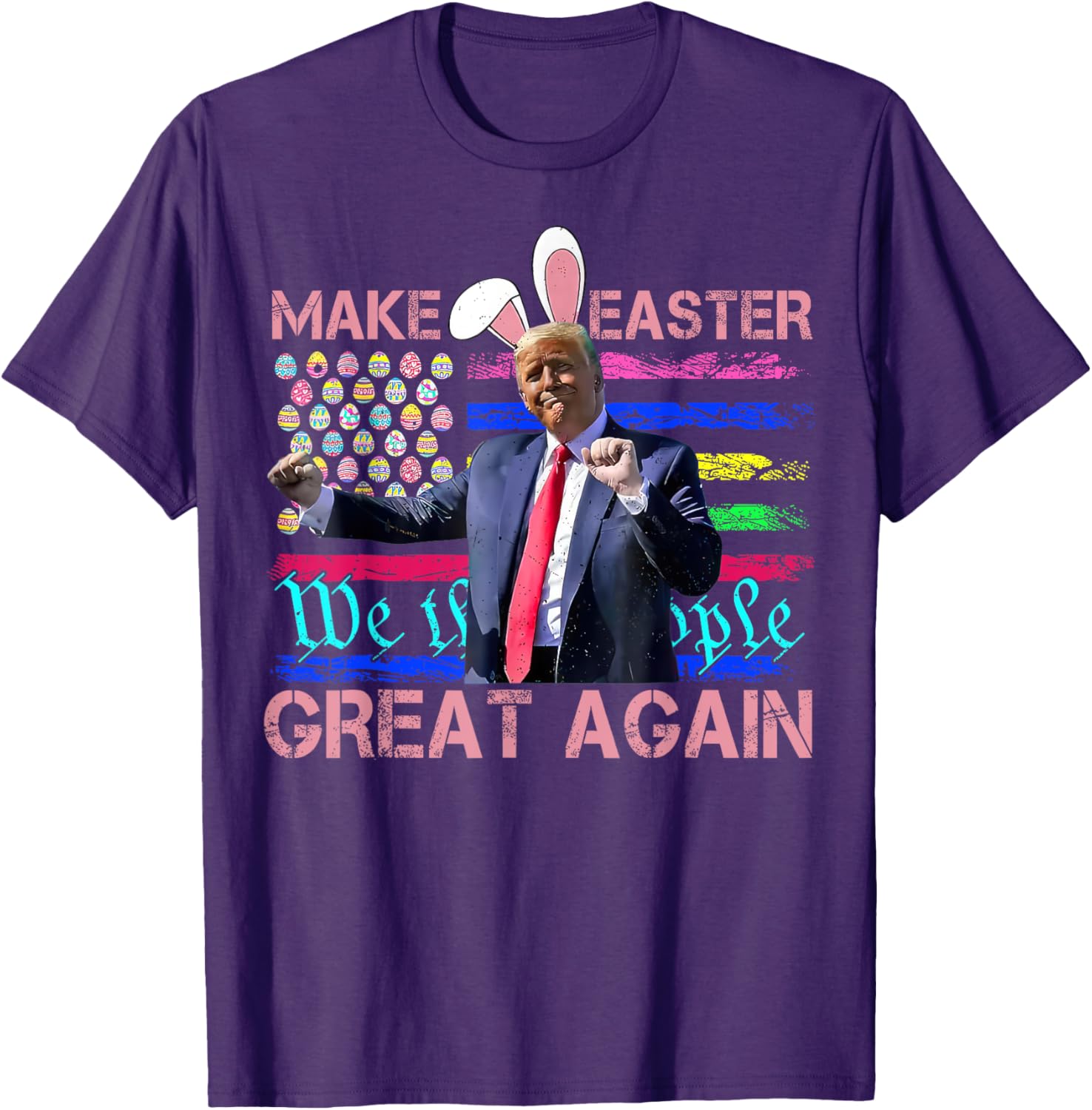 Funny Trump Dancing Easter T-Shirt with USA Flag for Holiday Fun - 8