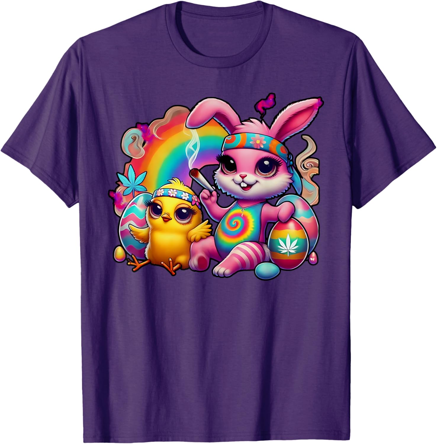 Stoned Easter Bunny Chick T-Shirt for Cannabis Lovers and Fun Celebrations - 4