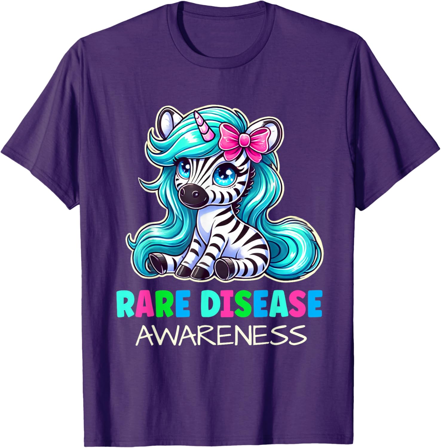 Rare Disease Awareness Zabra Ribbon Kids T-Shirt for Rare Disease Day - 6
