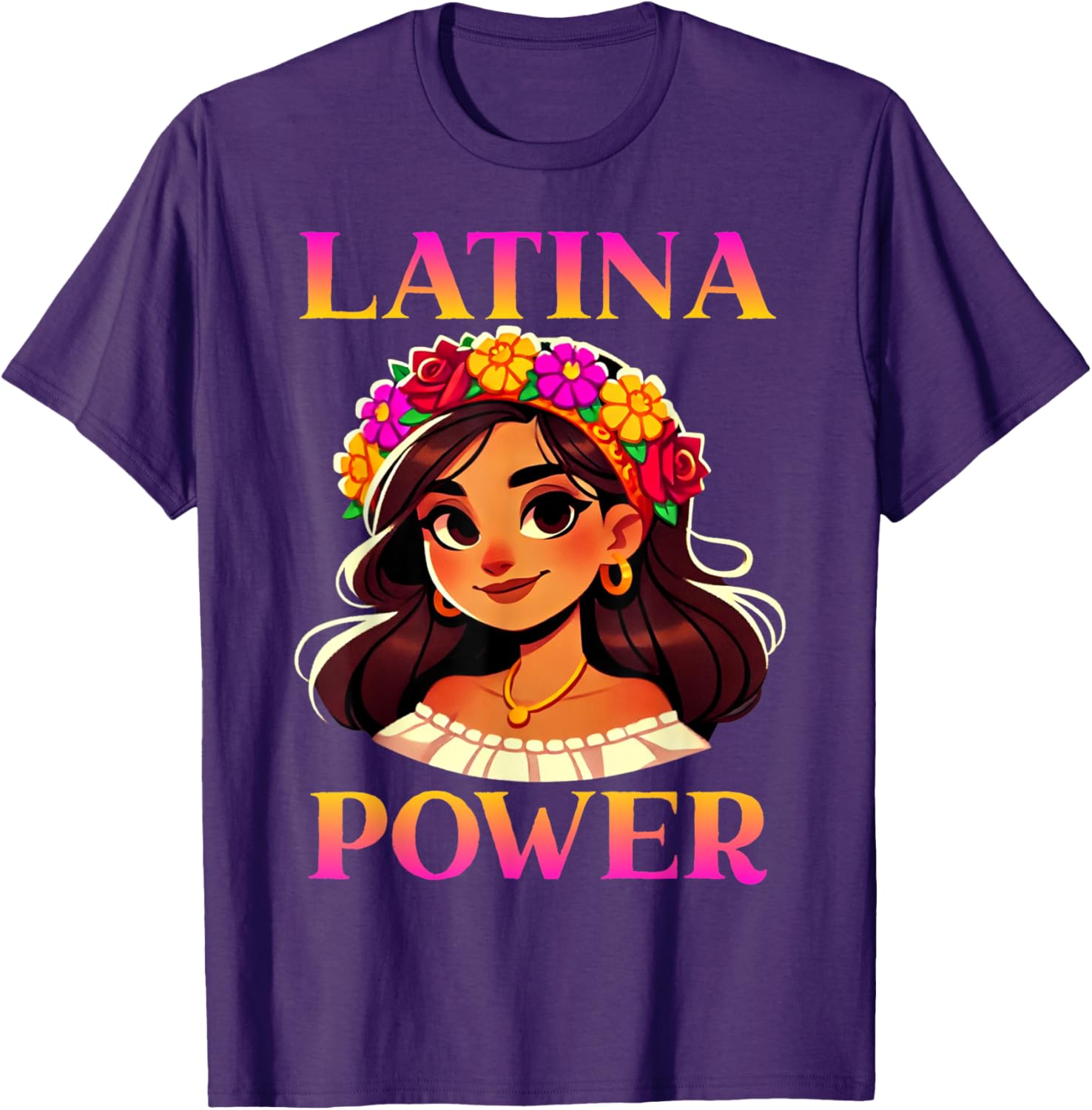 Latina Power Floral Headband T-Shirt for Proud Mexican Women - 11