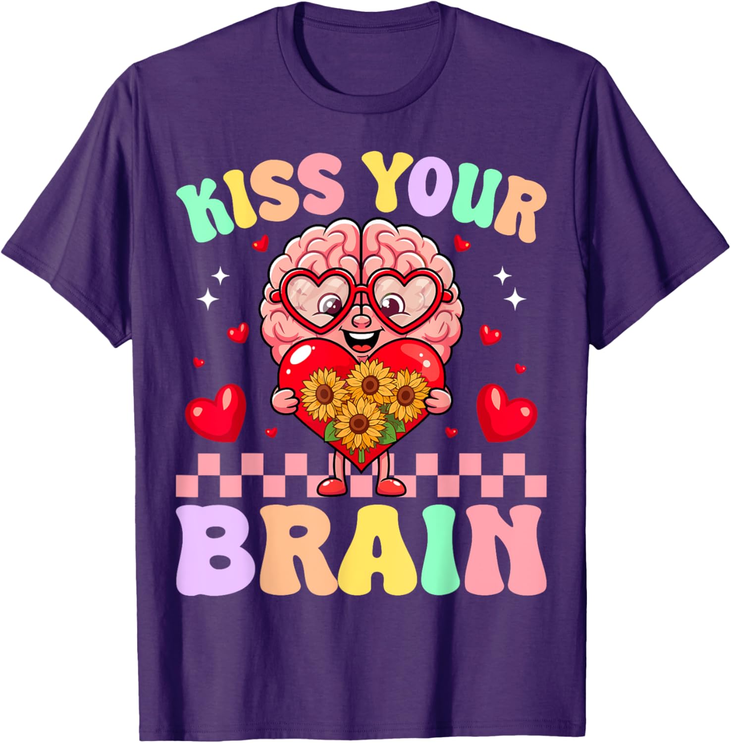 Funny Teacher Valentine's Day T-Shirt - Kiss Your Brain Gift for Educators - 7
