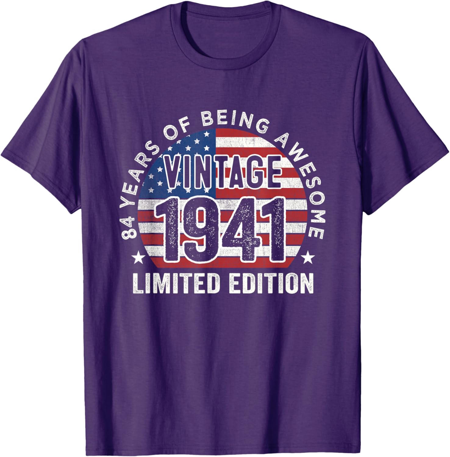 Vintage 1941 84th Birthday T-Shirt for Men with USA Flag Design - 13