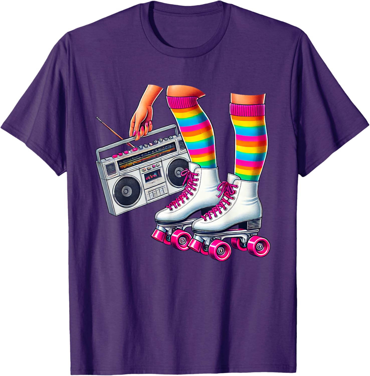 Funny 80s Roller Disco Skating Girl T-Shirt for Retro Fans - 11