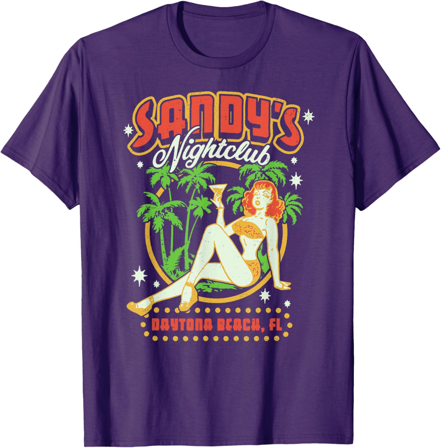 Sandy's Nightclub Daytona Beach Pinup Girl T-Shirt for Trendy Style - 6