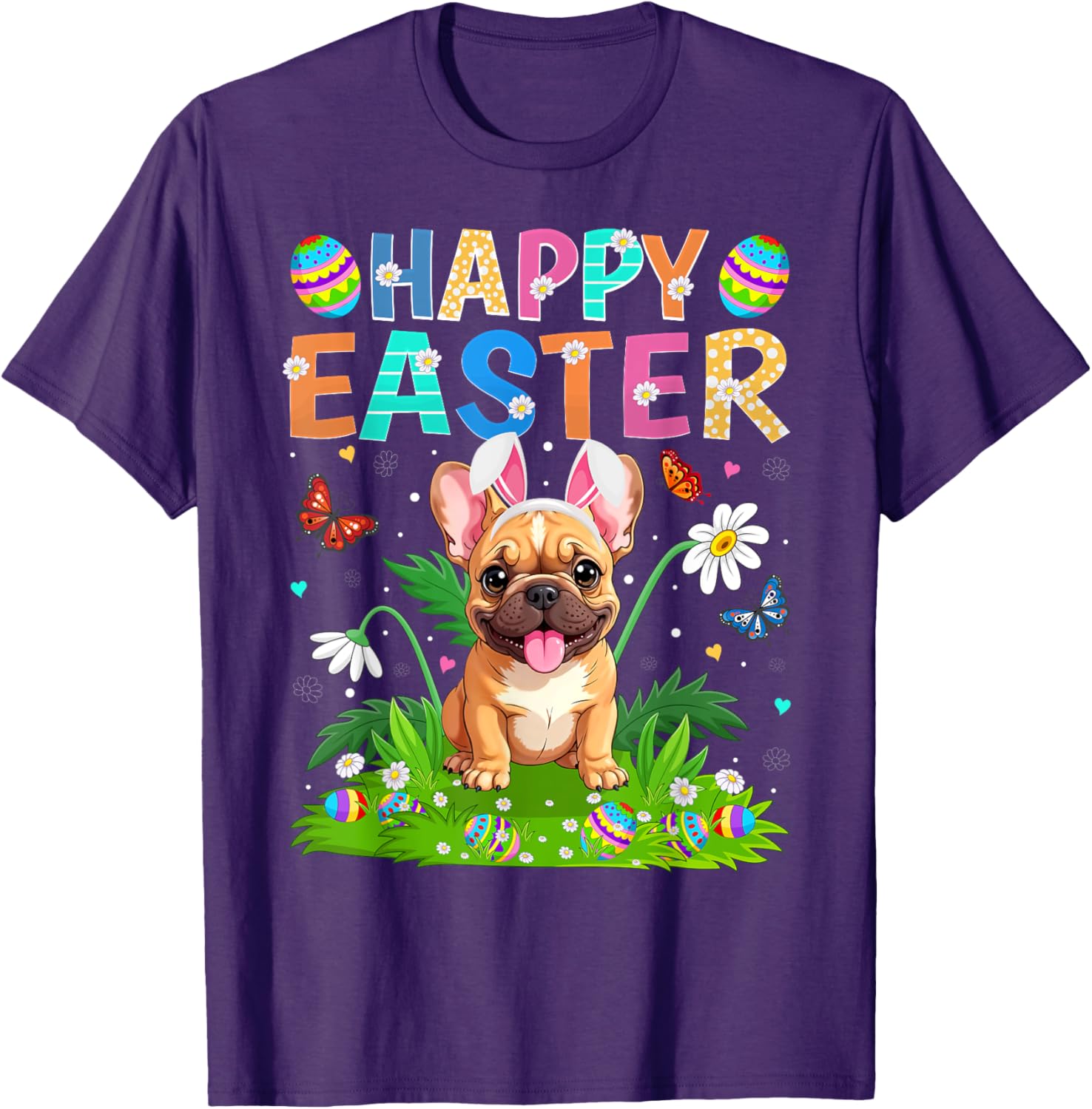 Happy Easter French Bulldog Bunny Ear Egg Hunt T-Shirt for Pet Lovers - 11