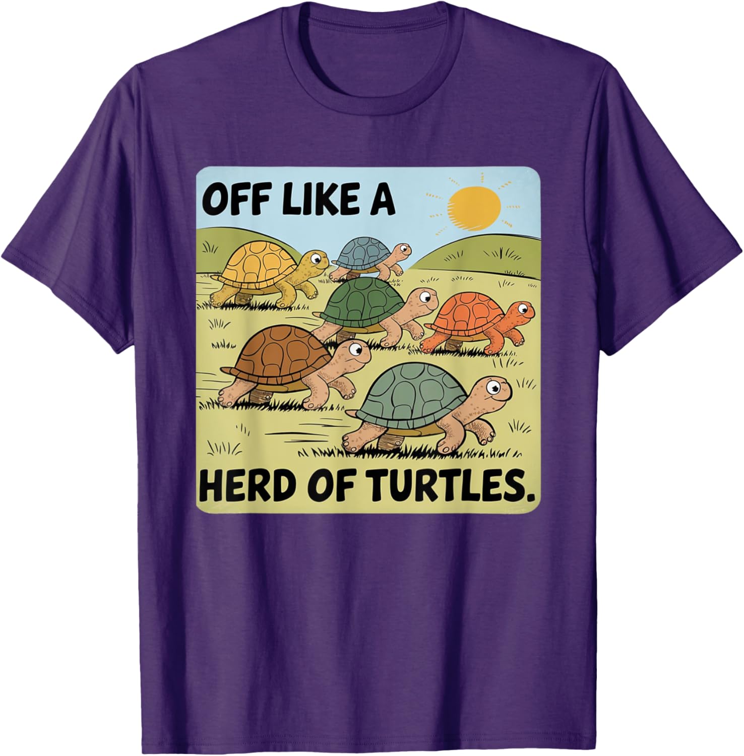 Funny Turtle Saying Off Like a Herd of Turtles Vintage T-Shirt - 16
