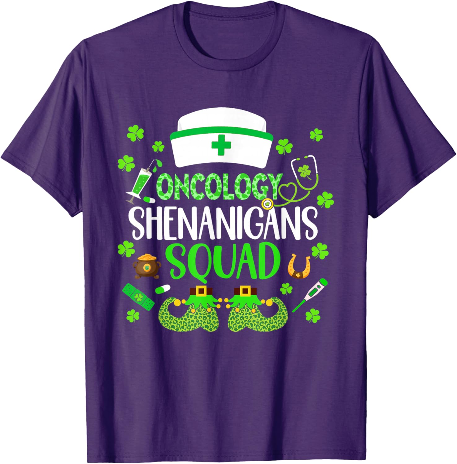 Oncology Nurse St Patricks Day Scrub T-Shirt Fun Crew Design - 6