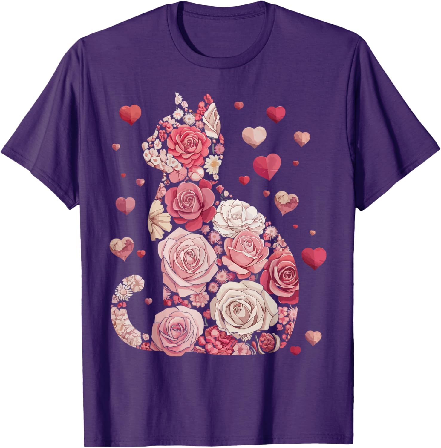 Cute Happy Meowentine's Day Cat T-Shirt for Girls and Women - 13