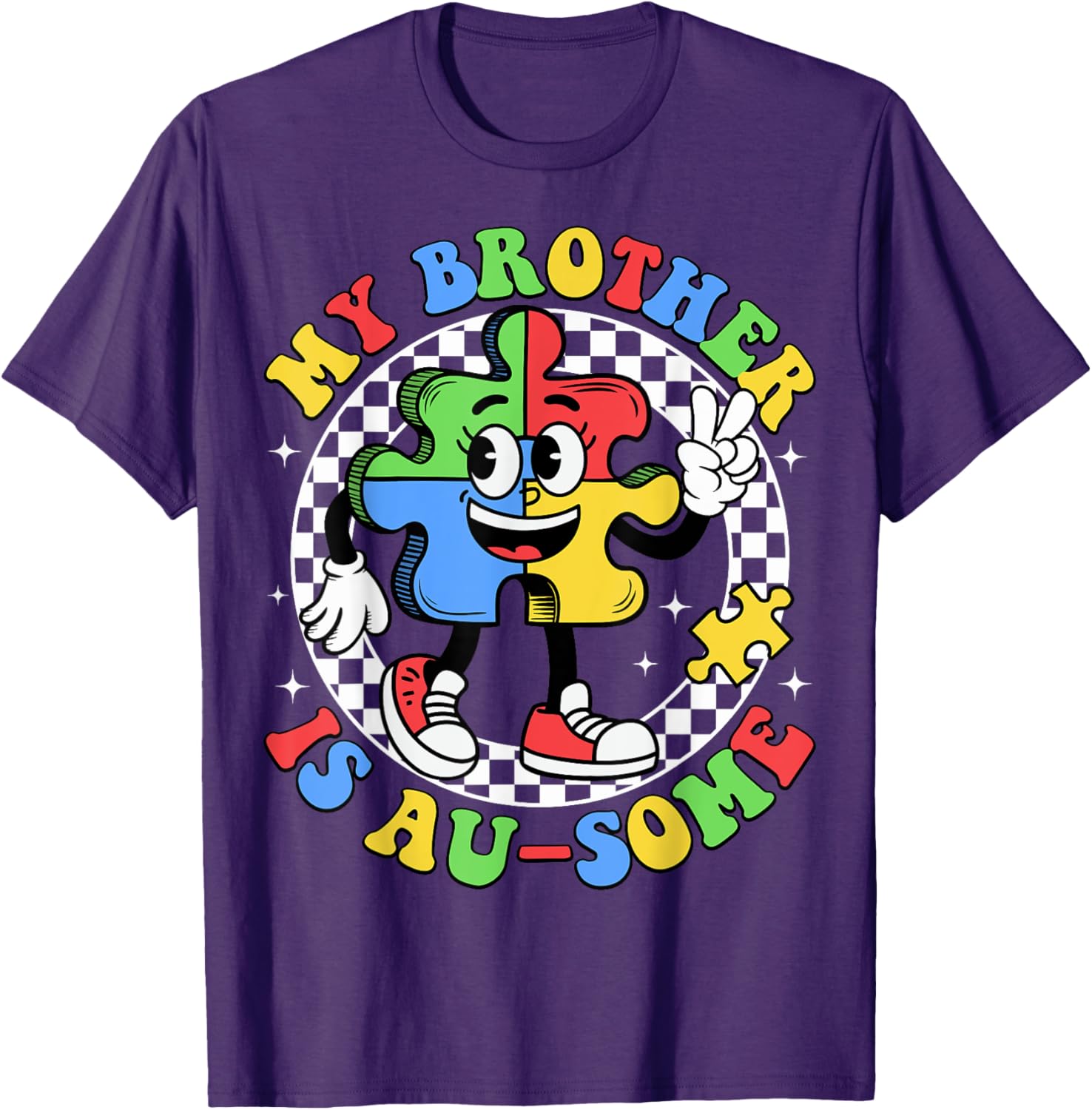 Retro Awesome Sister T-Shirt for Autism Awareness, Fun and Stylish Design - 2