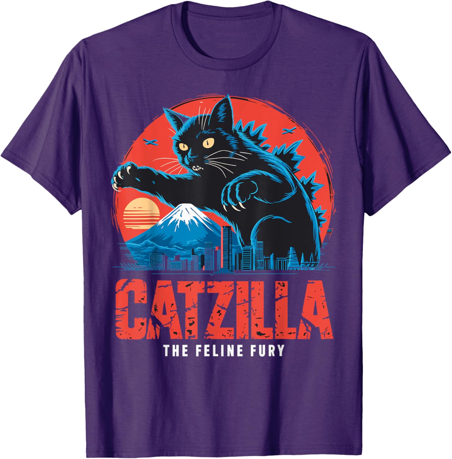 Catzilla Black Cat Vintage T-Shirt for Cat Lovers in Japan Style - 16