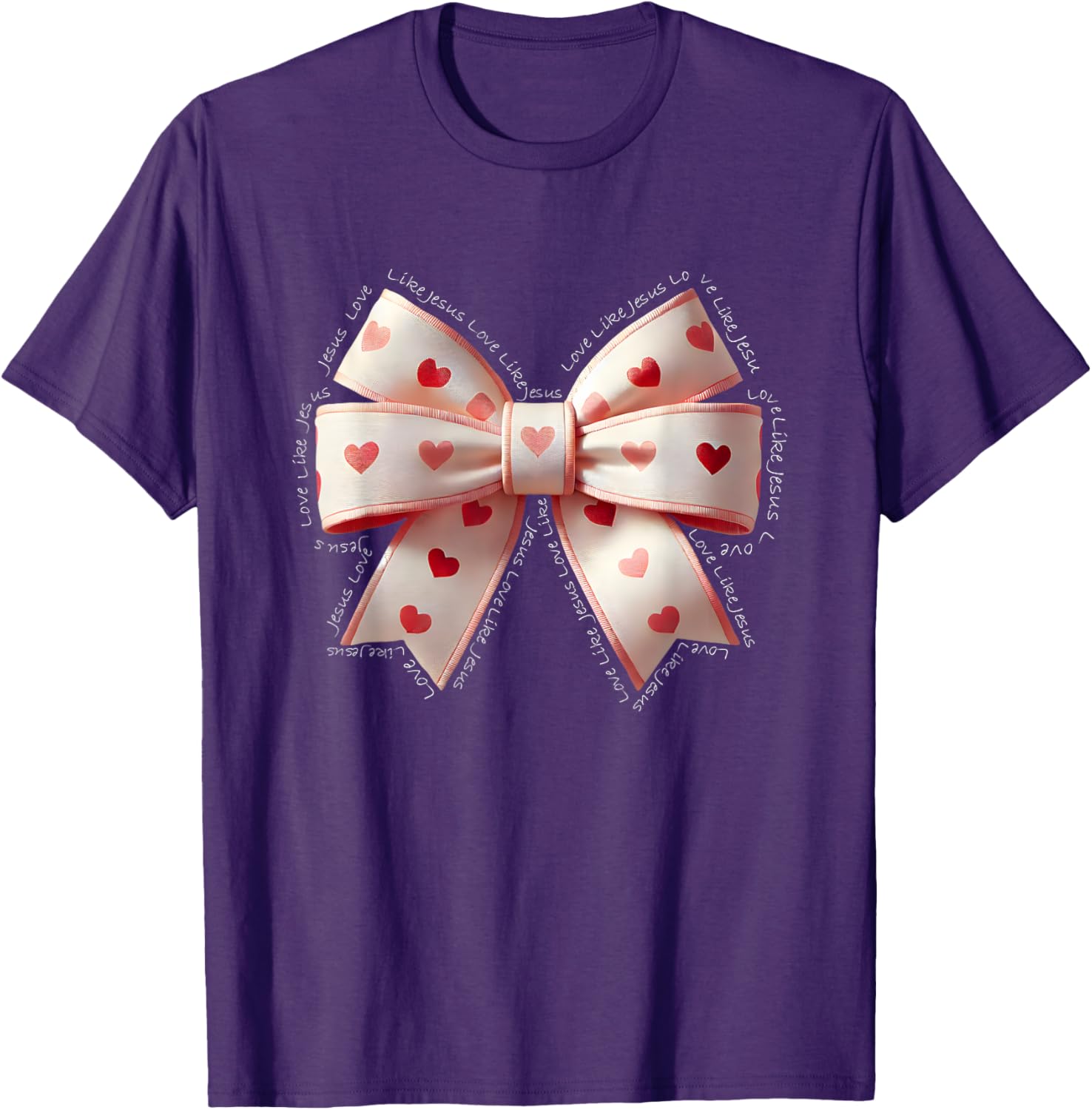 Jesus Valentine's Day Coquette Bow Tee Love Like Jesus T-Shirt for Kids - 12
