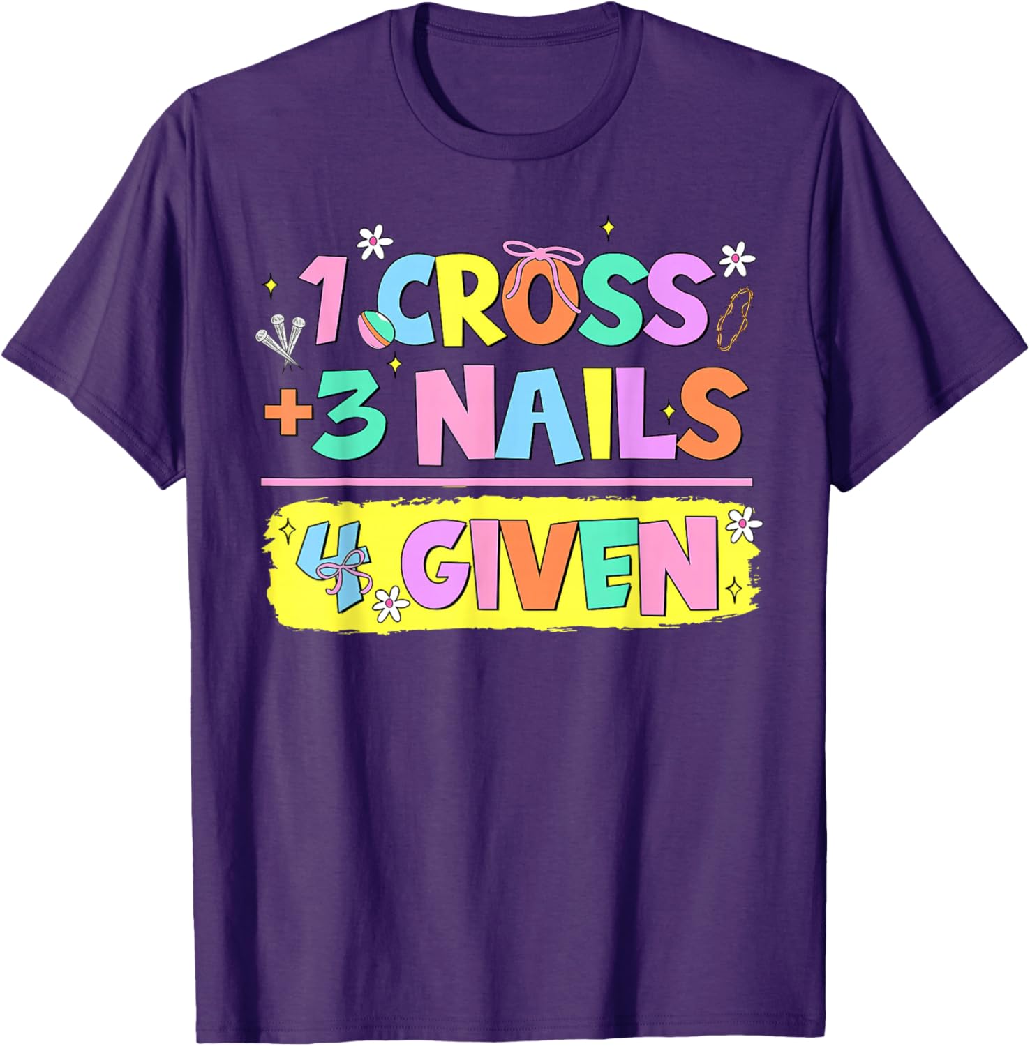 Happy Easter Christian T-Shirt with Cross and Nails Design for Believers - 25