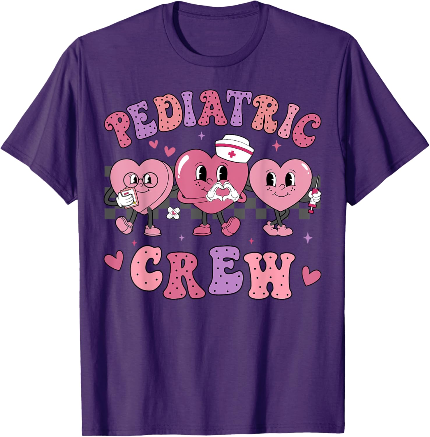 Pediatric Nurse Valentine's Day T-Shirt with Retro Heart Design - 5