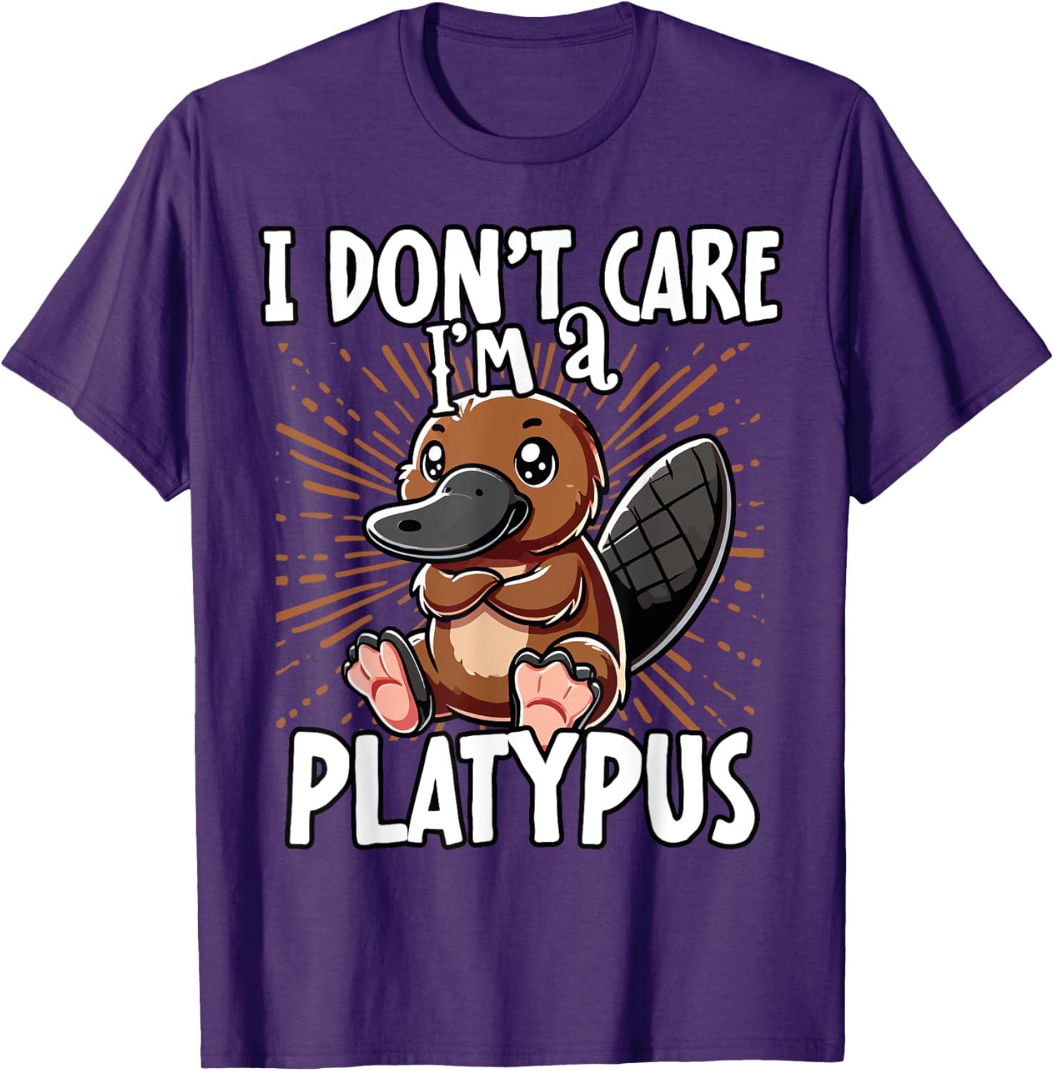 Cute Platypus T-Shirt I Don't Care Fun Animal Apparel for All Ages - 1