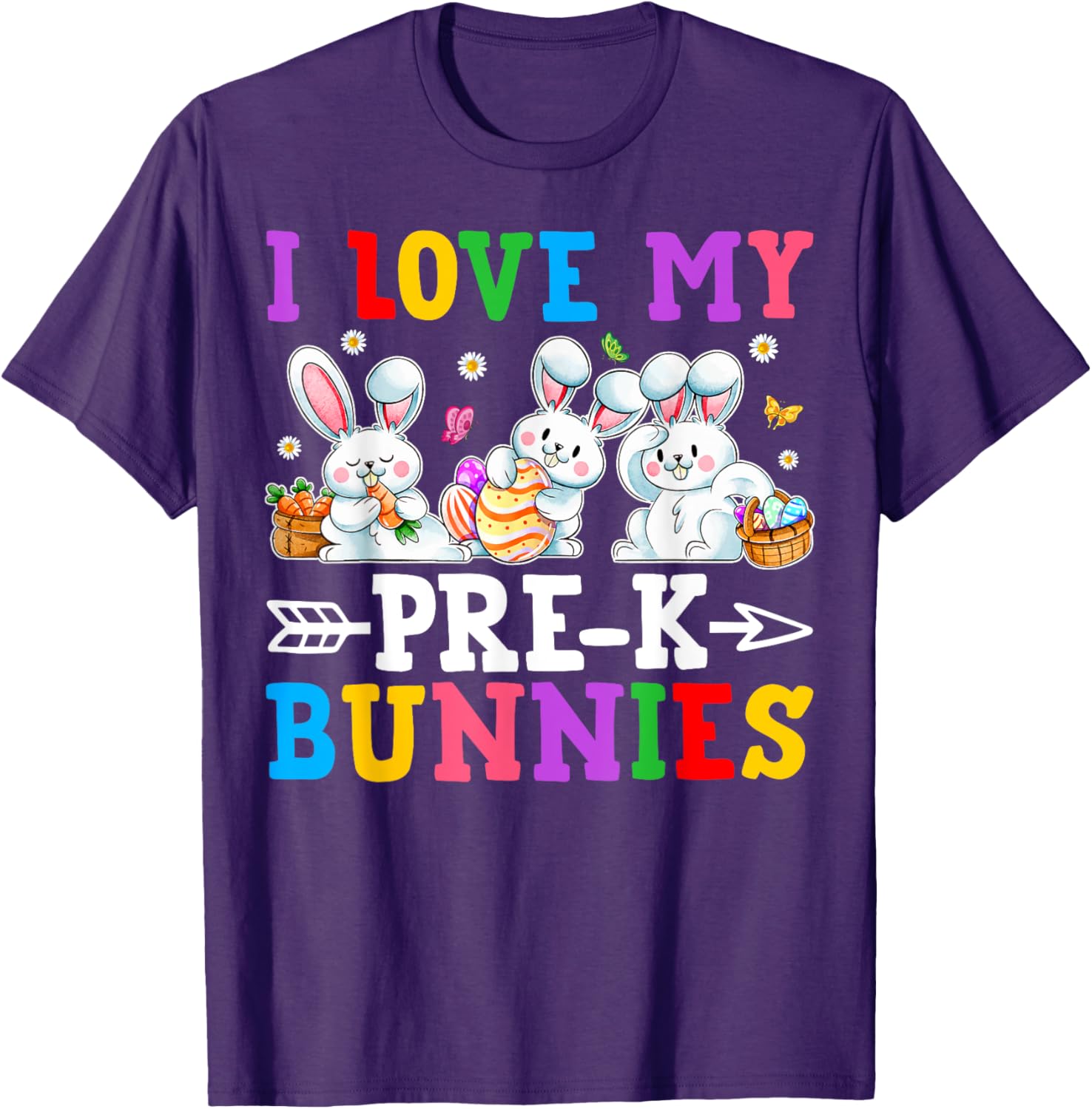 Funny I Love My Pre-K Bunnies T-Shirt for Preschool Teachers Easter Fun - 15