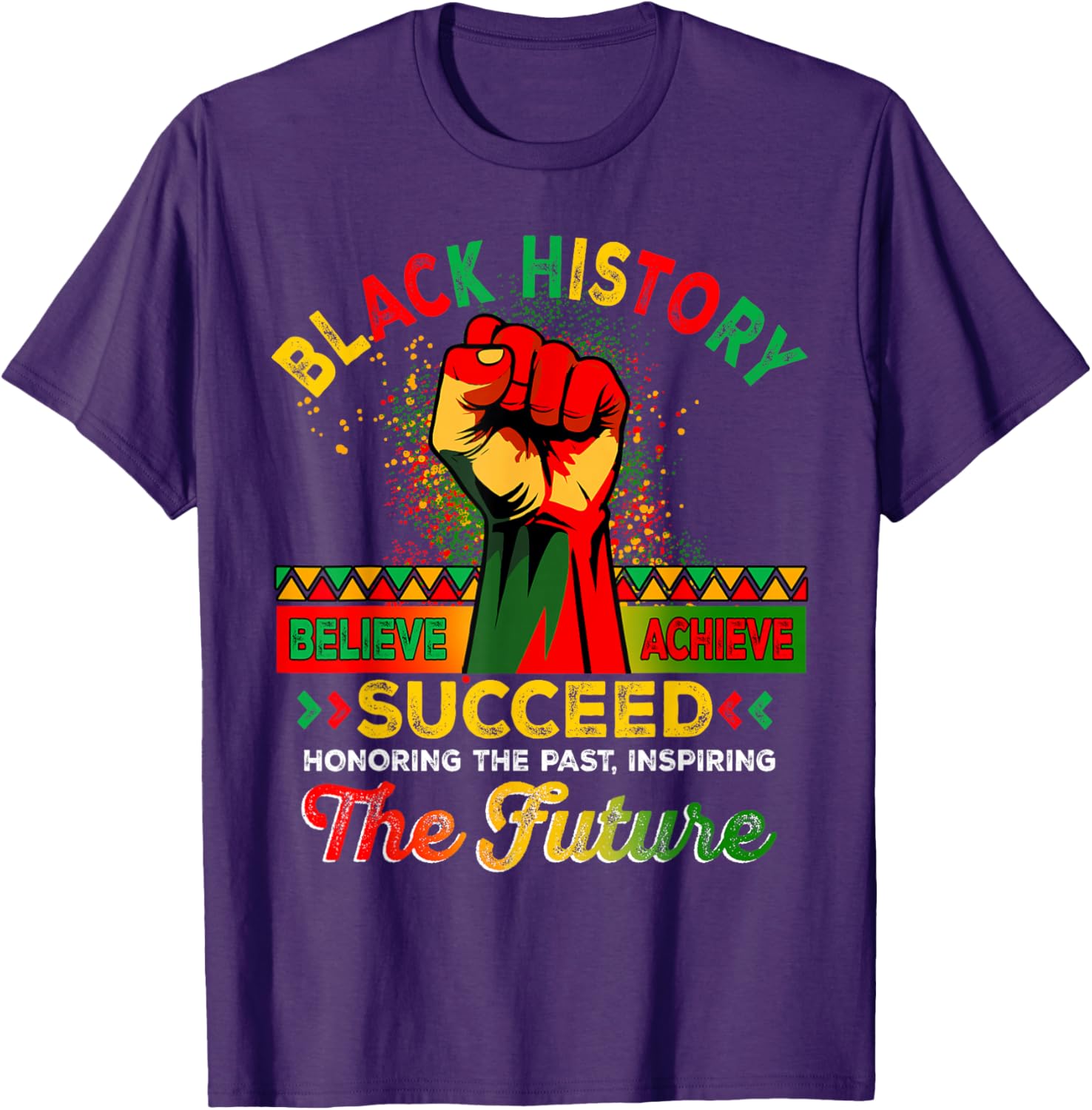 Believe Achieve Succeed African Freedom T-Shirt for Black History Month - 8