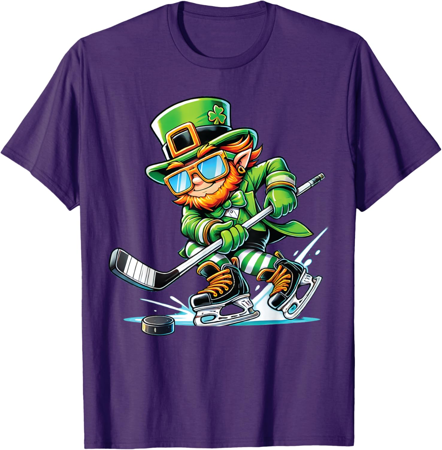Leprechaun Ice Hockey T-Shirt Perfect for St Patrick's Day Fun - 27