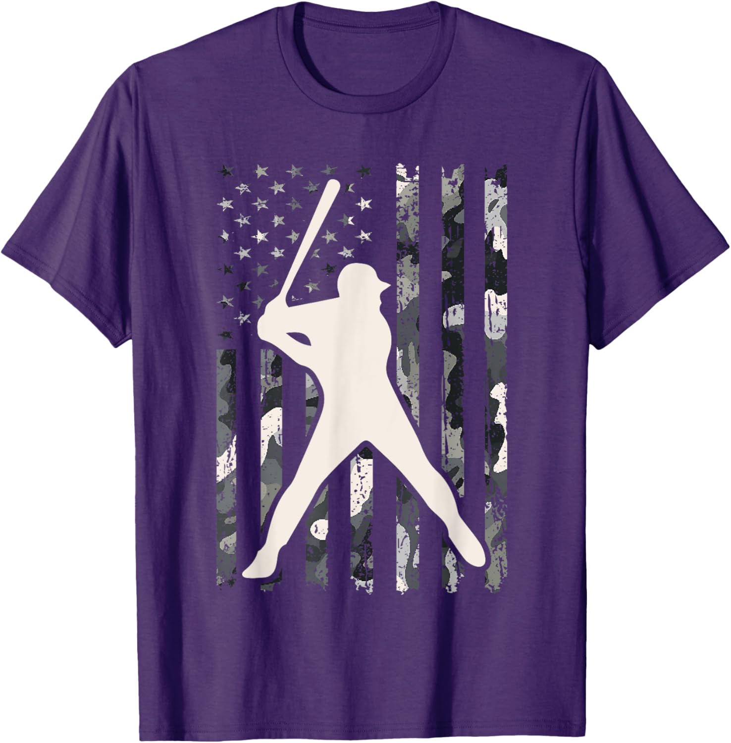 Vintage Baseball USA Flag Camo T-Shirt for Men and Women - 8