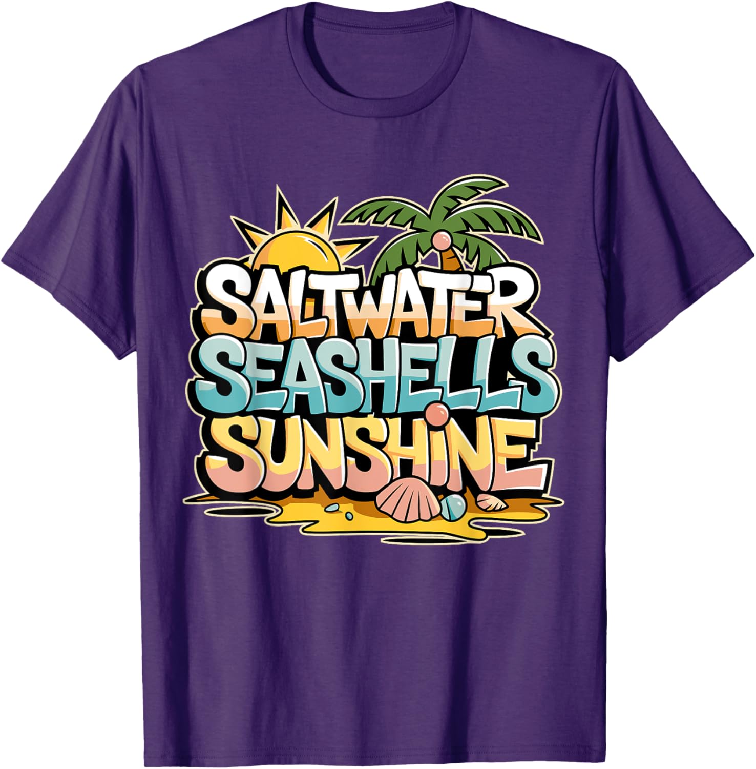 Funny Beach T-Shirt with Saltwater Seashells for Cruise Gifts - 20
