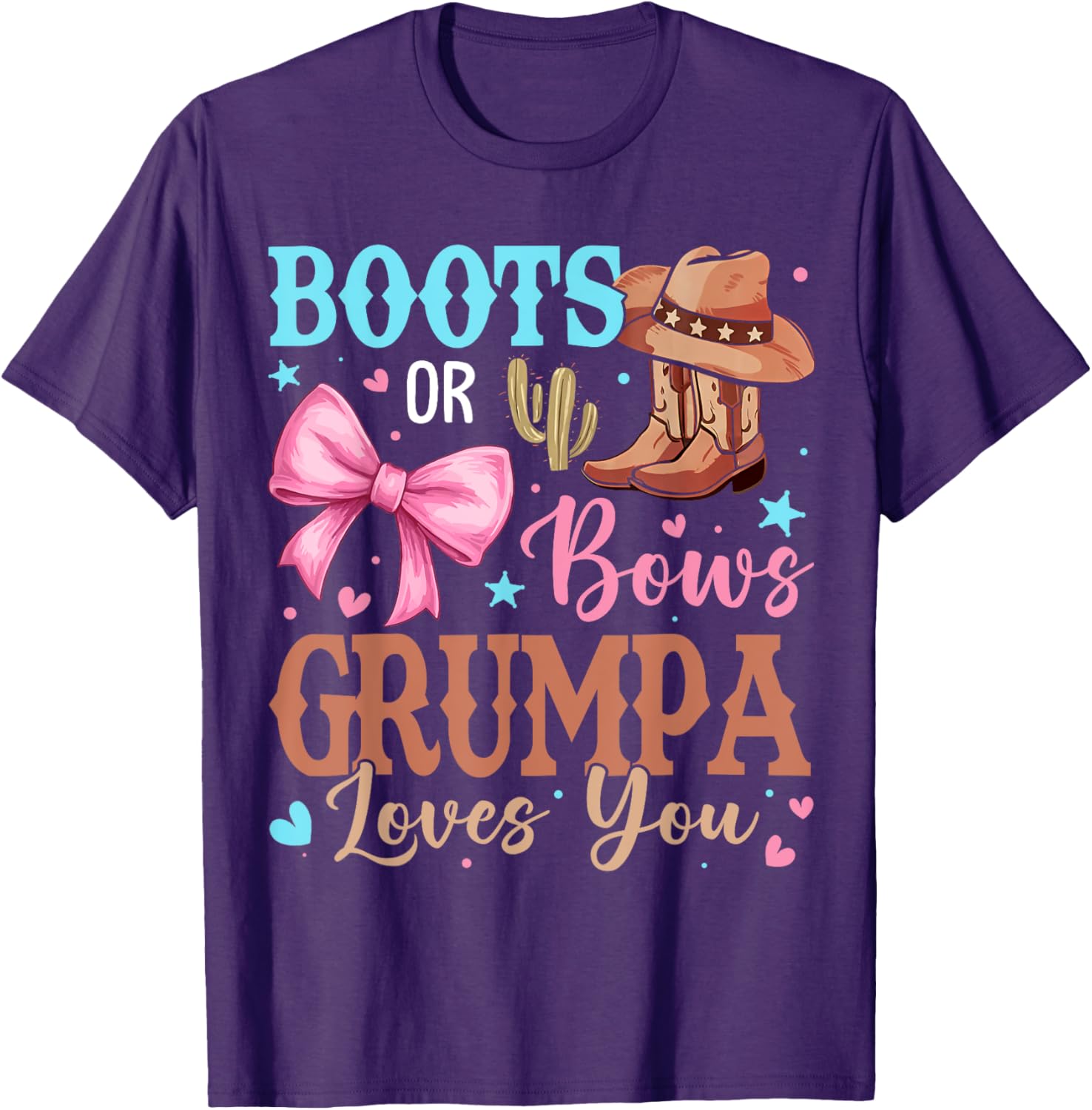 Cute Grumpa Loves You T-Shirt for Boots or Bows Gender Reveal Fun - 8