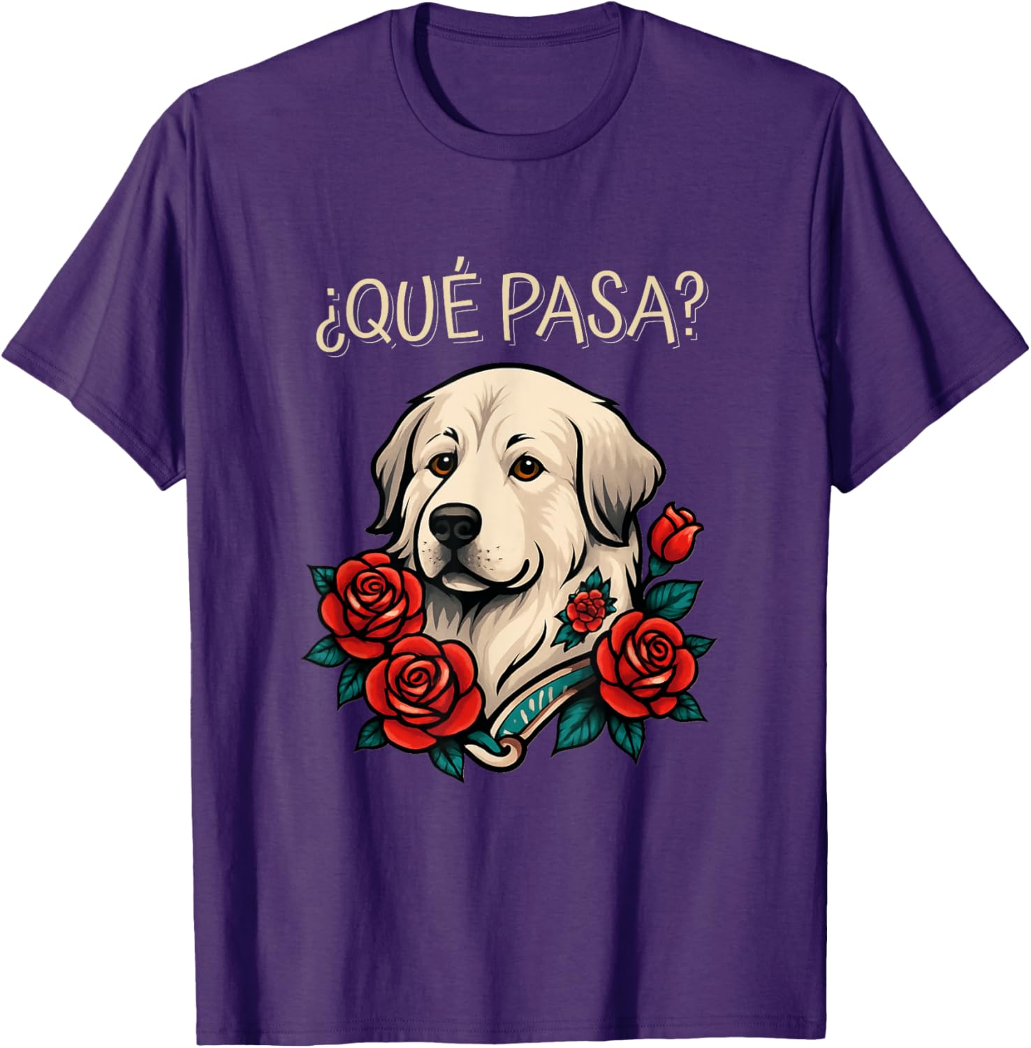 Great Pyrenees Roses Tattoo Style T-Shirt for Dog Lovers and Fashionistas - 5