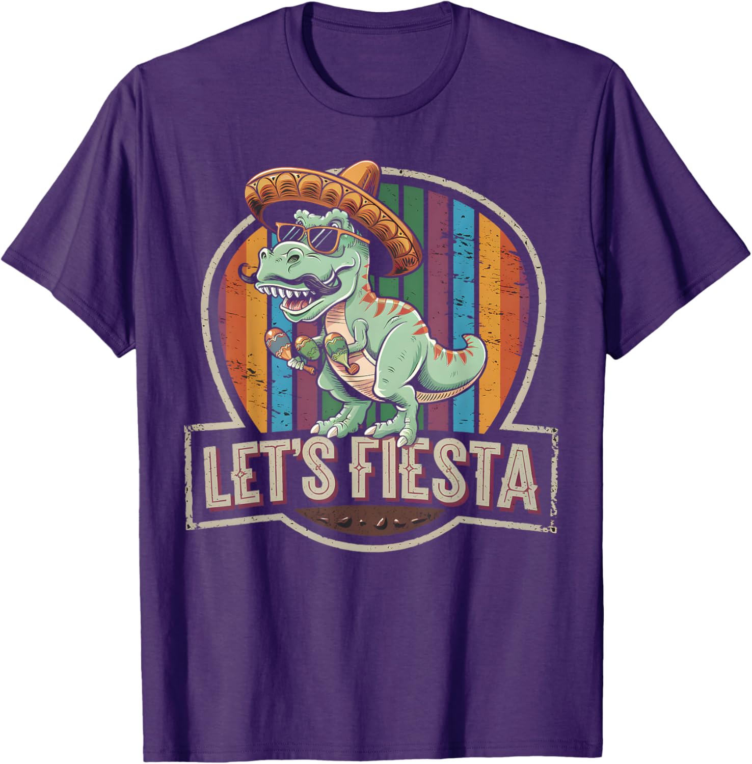 Cute Let's Fiesta Mexican Dino Trex T-Shirt for Toddler Boys - 8